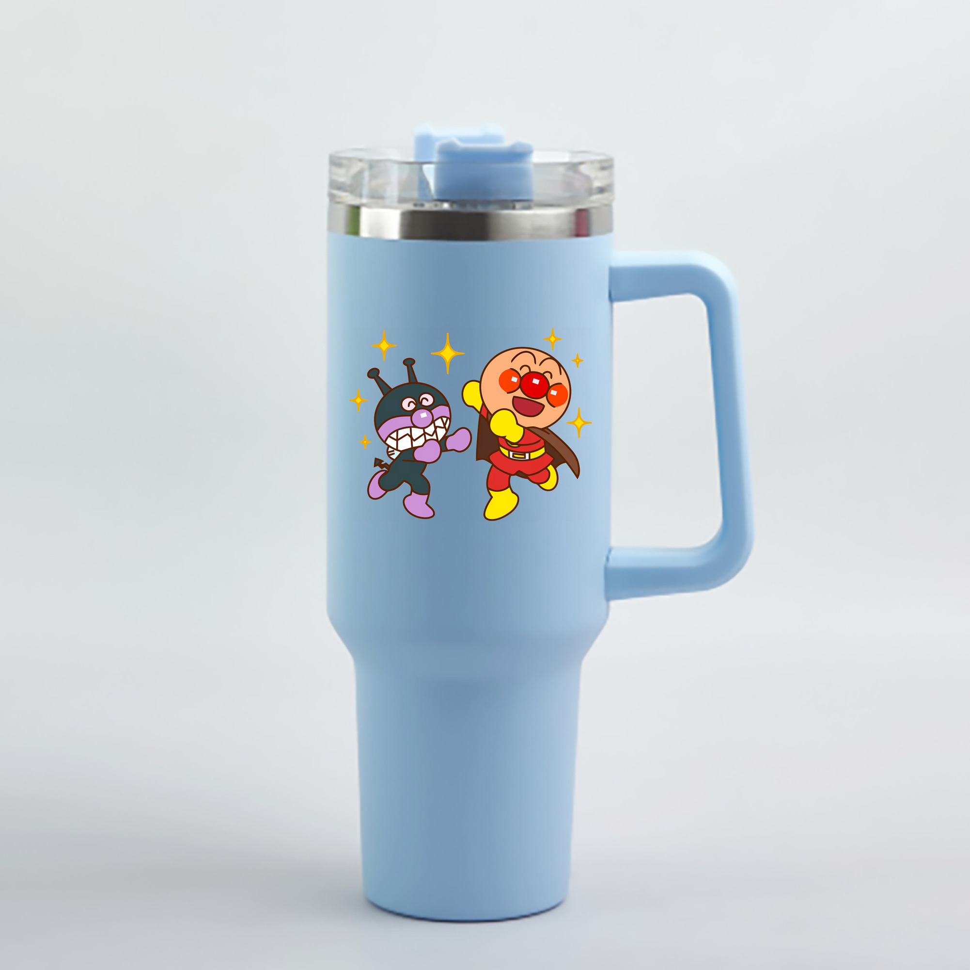 （画像用） アンパンマン Anpanman 1200mL車用タンブラー - クリスタルステッカー（プラスチックストロー付き）
