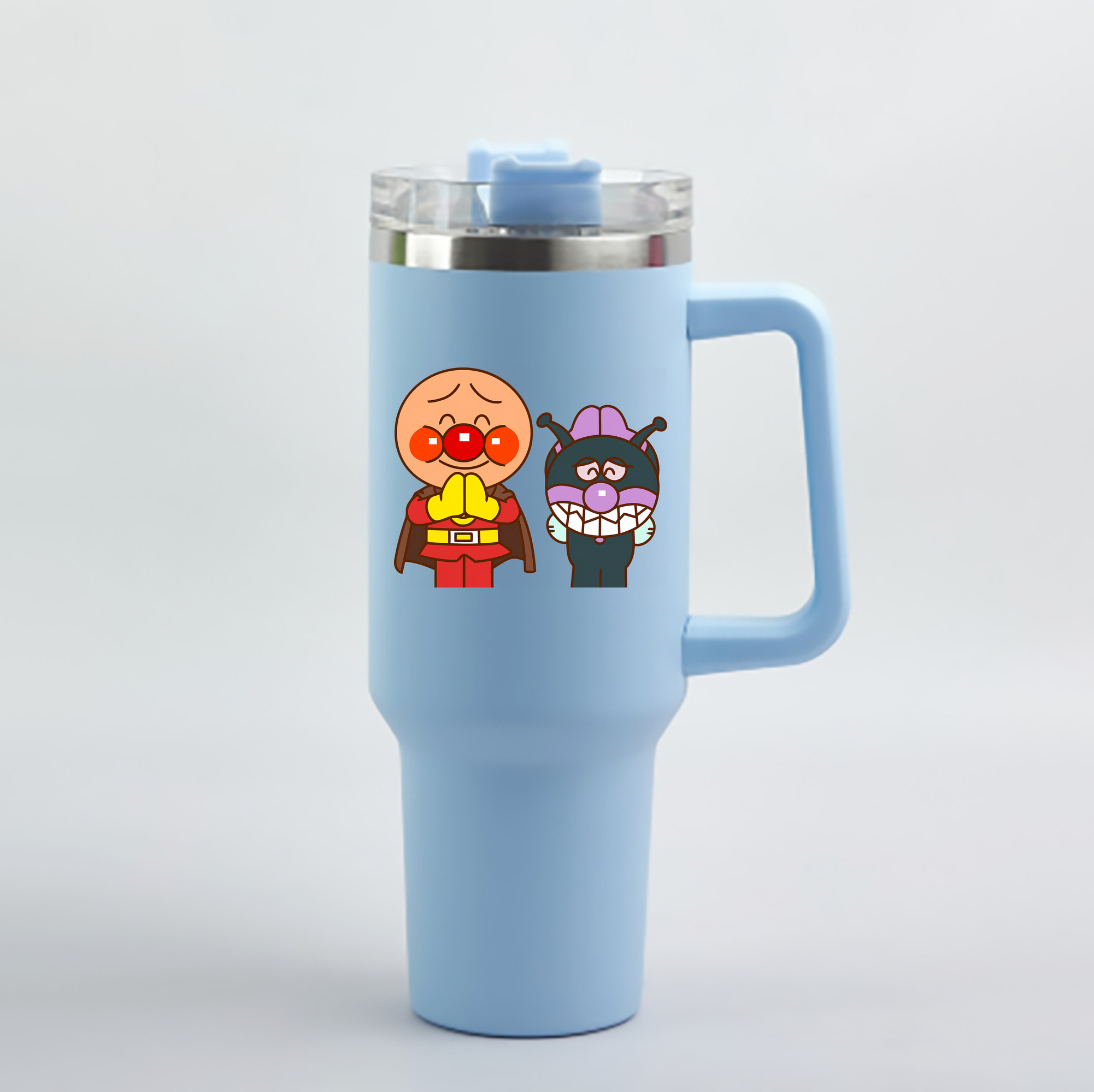 （画像用） アンパンマン Anpanman 1200mL車用タンブラー - クリスタルステッカー（プラスチックストロー付き）