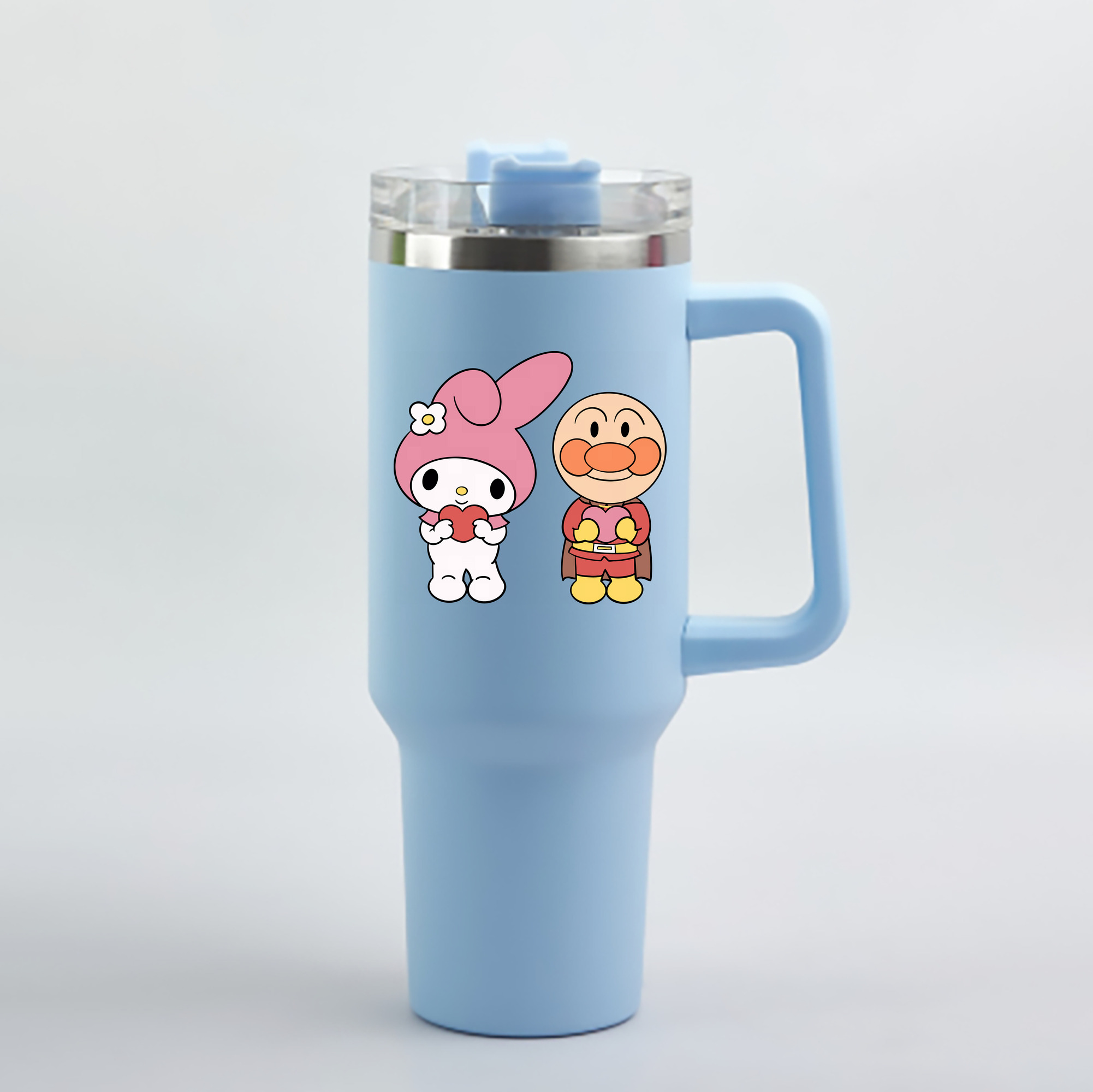 （画像用） アンパンマン Anpanman 1200mL車用タンブラー - クリスタルステッカー（プラスチックストロー付き）