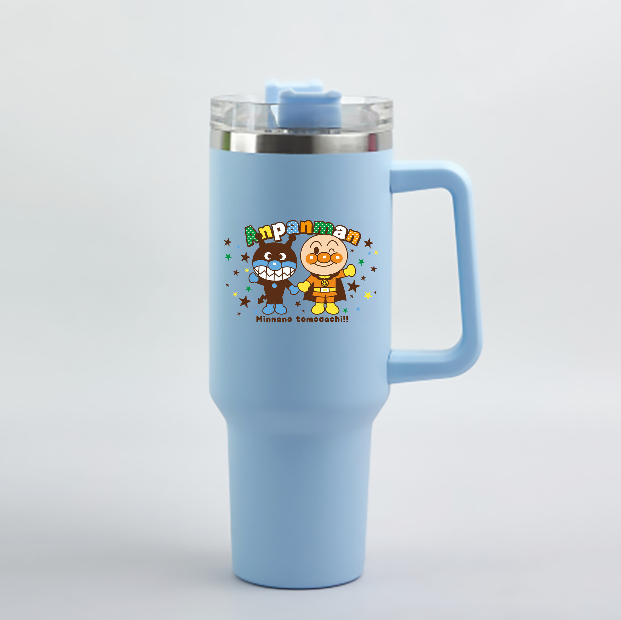 （画像用） アンパンマン Anpanman 1200mL車用タンブラー - クリスタルステッカー（プラスチックストロー付き）