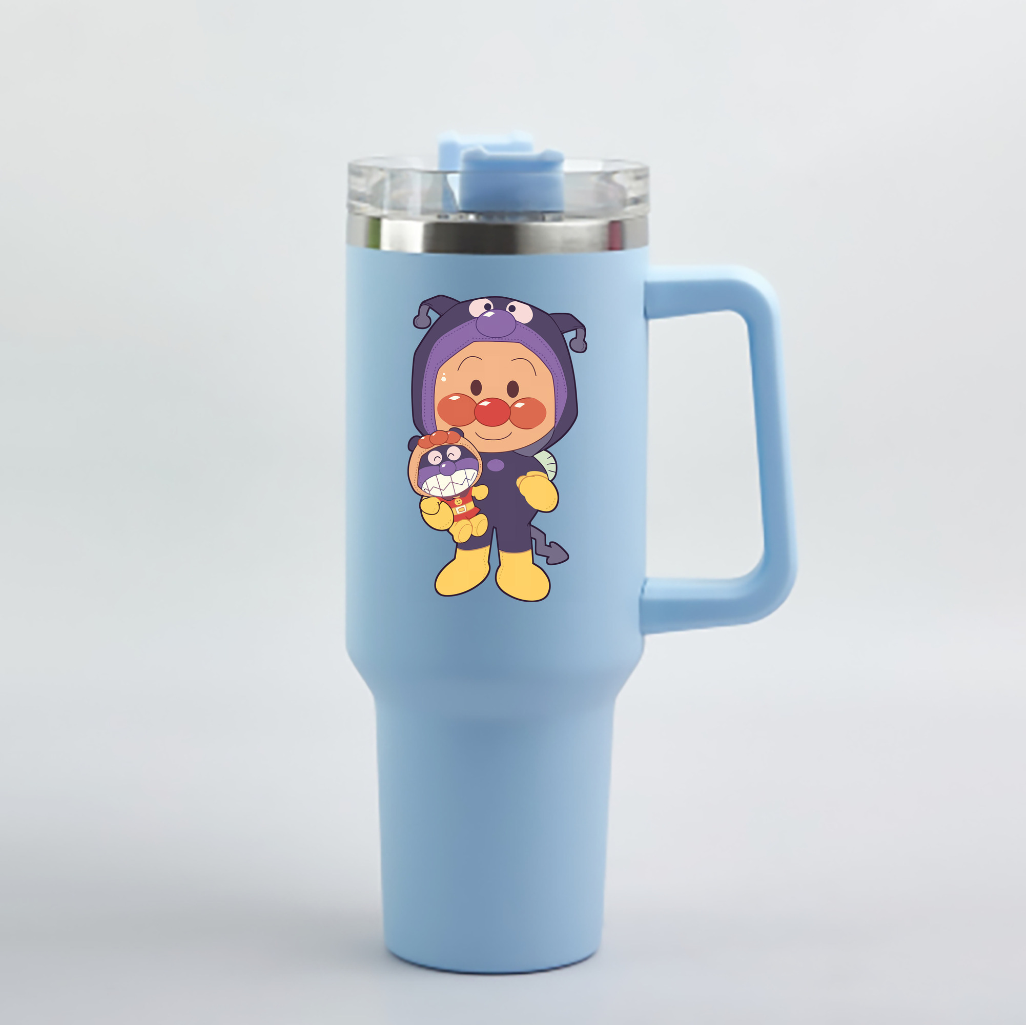 （画像用） アンパンマン Anpanman 1200mL車用タンブラー - クリスタルステッカー（プラスチックストロー付き）