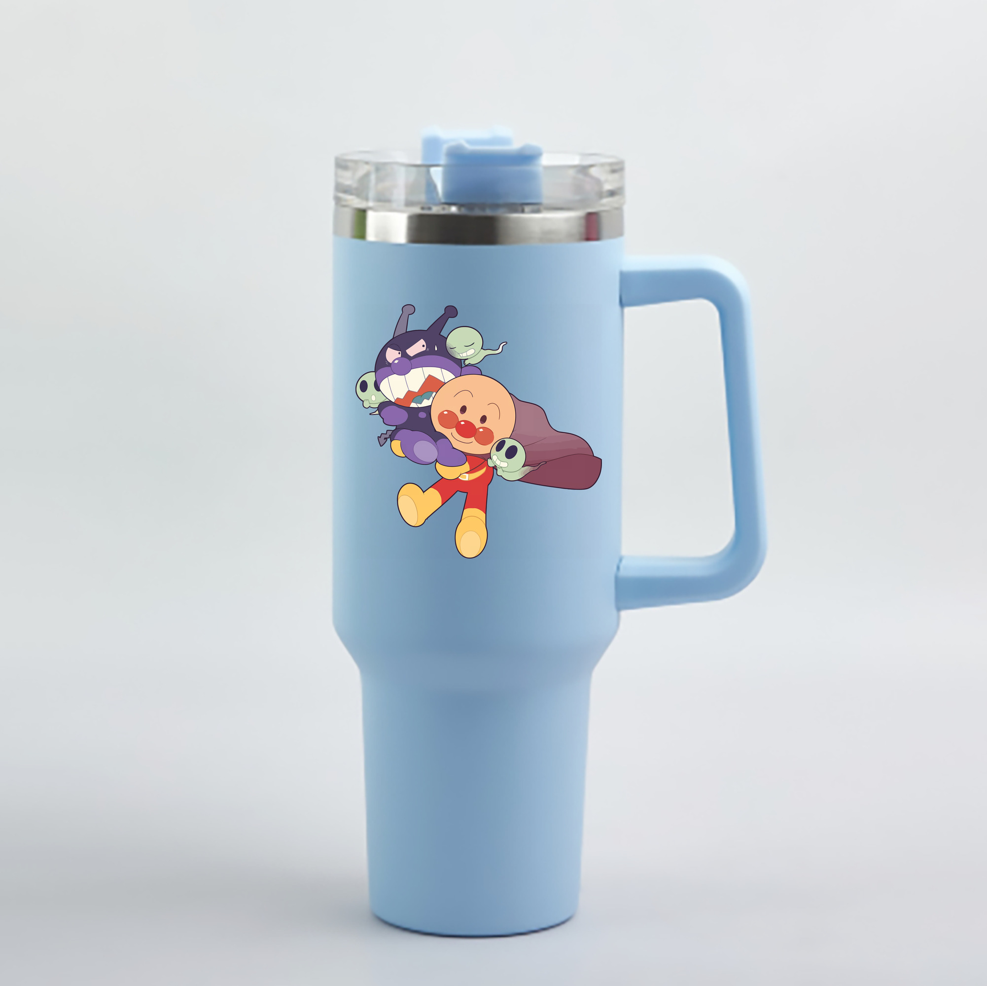 （画像用） アンパンマン Anpanman 1200mL車用タンブラー - クリスタルステッカー（プラスチックストロー付き）