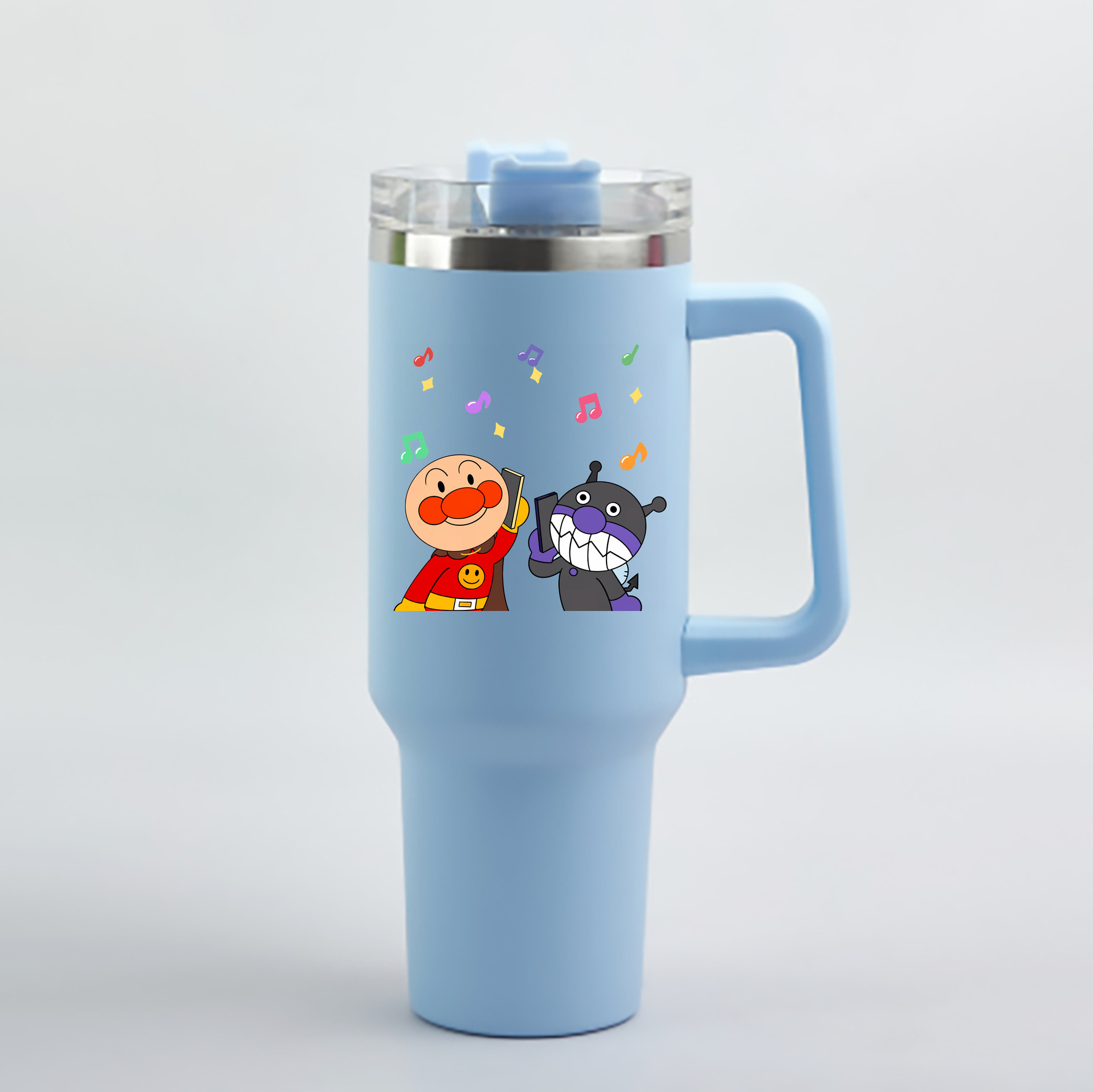 （画像用） アンパンマン Anpanman 1200mL車用タンブラー - クリスタルステッカー（プラスチックストロー付き）
