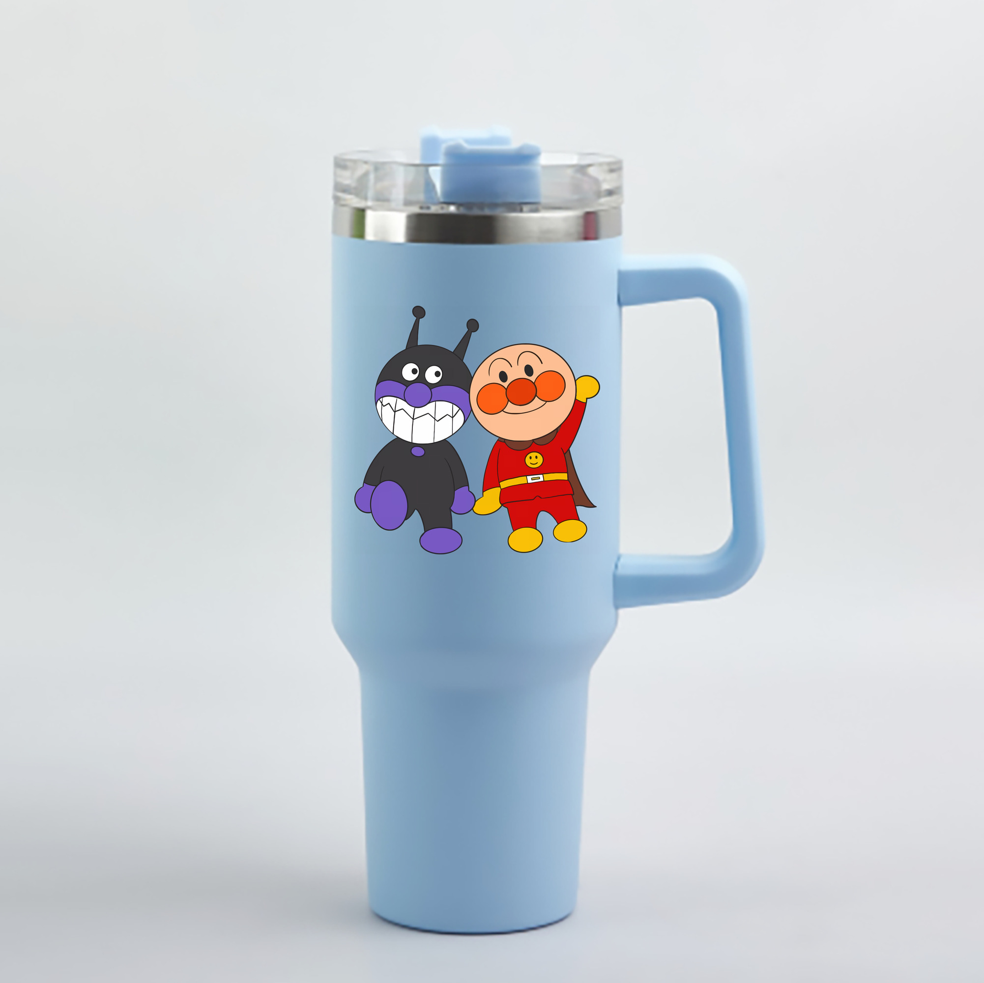 （画像用） アンパンマン Anpanman 1200mL車用タンブラー - クリスタルステッカー（プラスチックストロー付き）