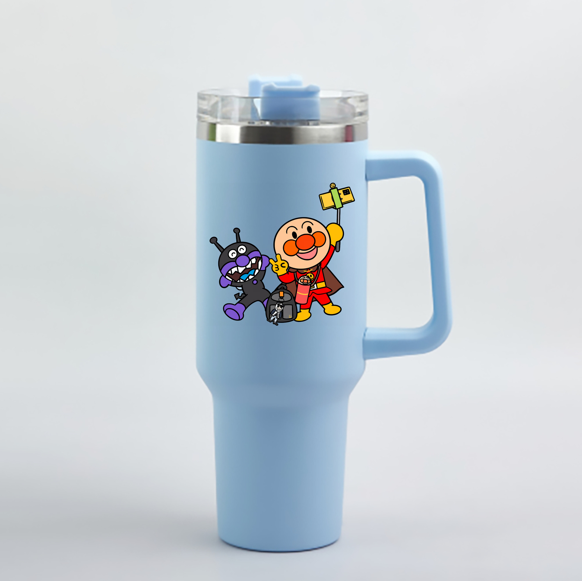 （画像用） アンパンマン Anpanman 1200mL車用タンブラー - クリスタルステッカー（プラスチックストロー付き）