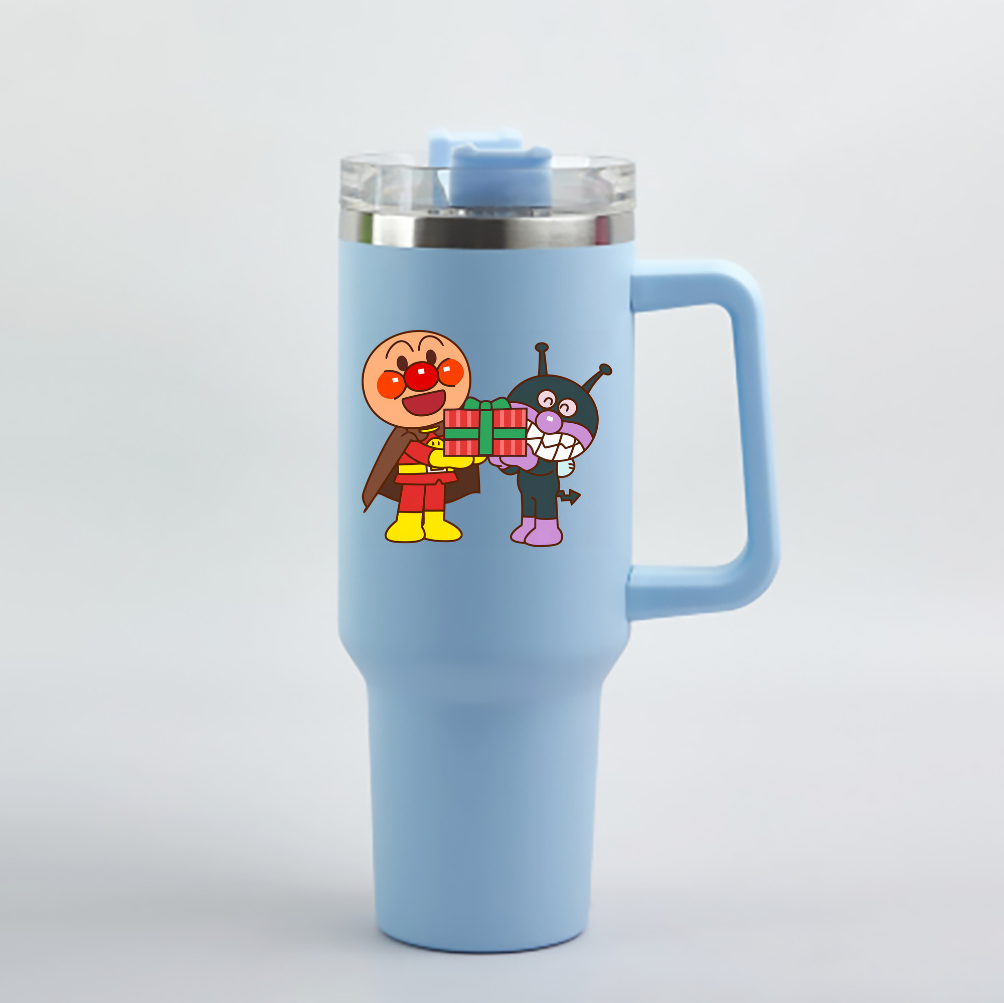 （画像用） アンパンマン Anpanman 1200mL車用タンブラー - クリスタルステッカー（プラスチックストロー付き）