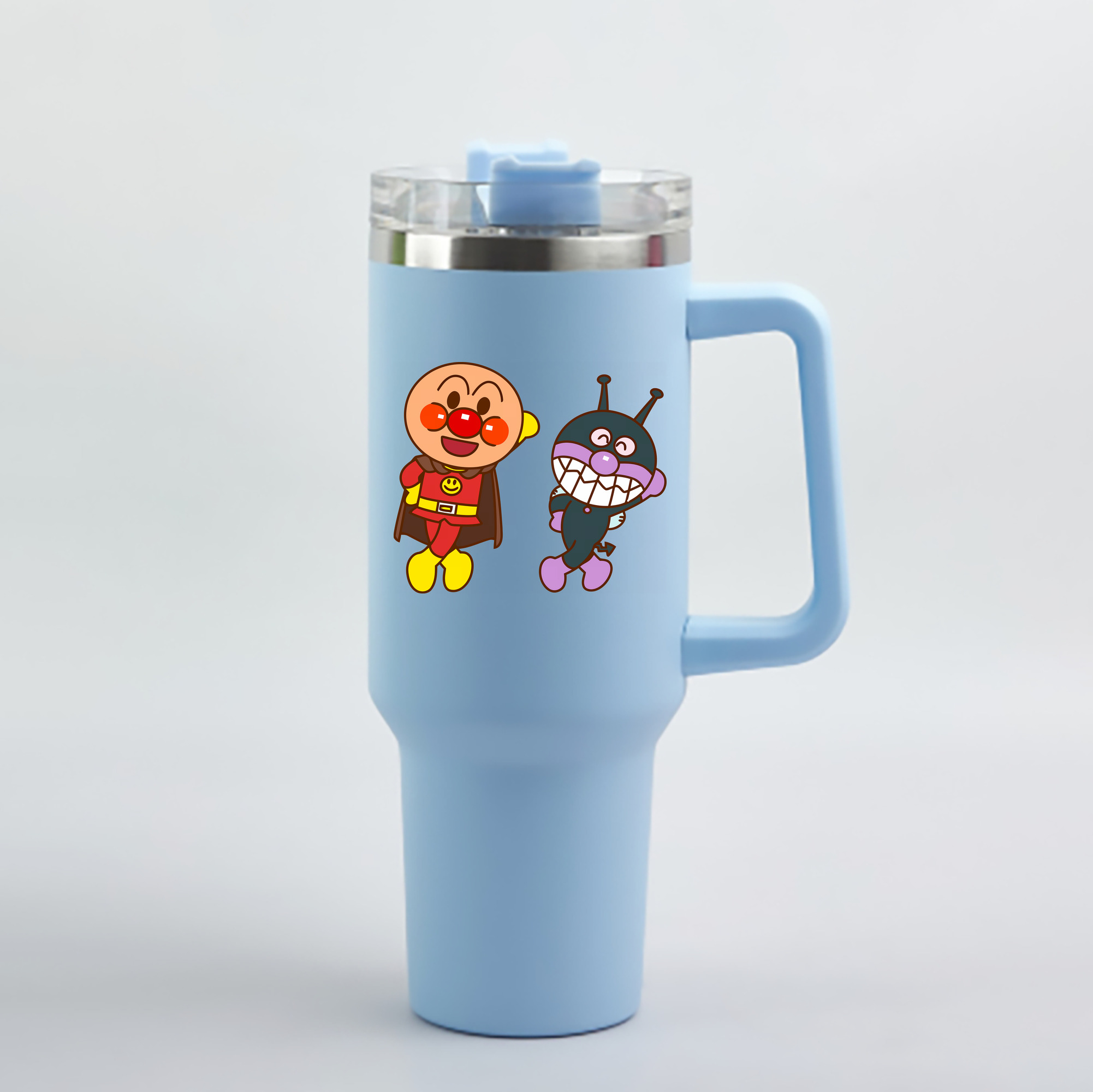 （画像用） アンパンマン Anpanman 1200mL車用タンブラー - クリスタルステッカー（プラスチックストロー付き）