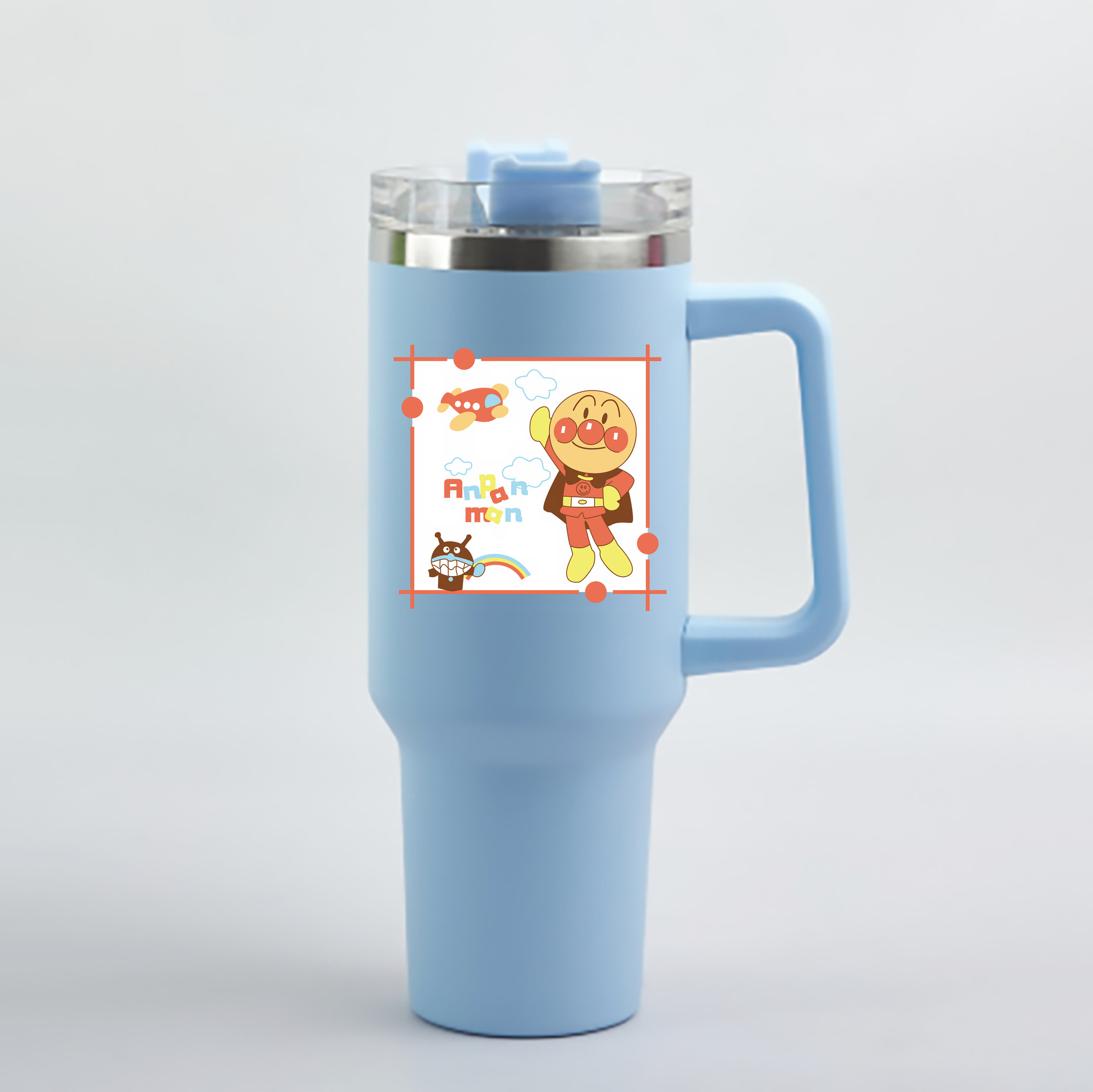 （画像用） アンパンマン Anpanman 1200mL車用タンブラー - クリスタルステッカー（プラスチックストロー付き）