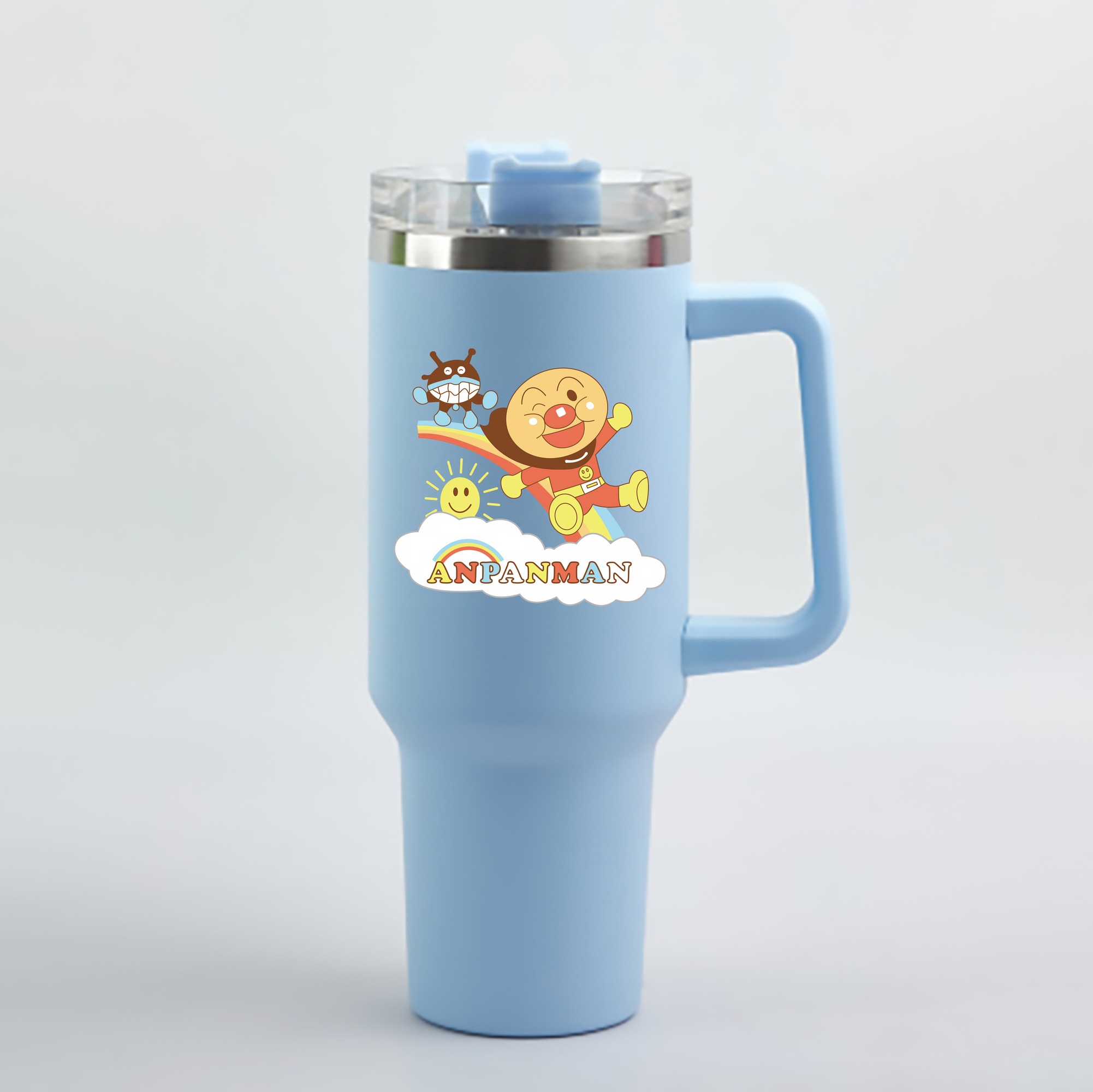 （画像用） アンパンマン Anpanman 1200mL車用タンブラー - クリスタルステッカー（プラスチックストロー付き）