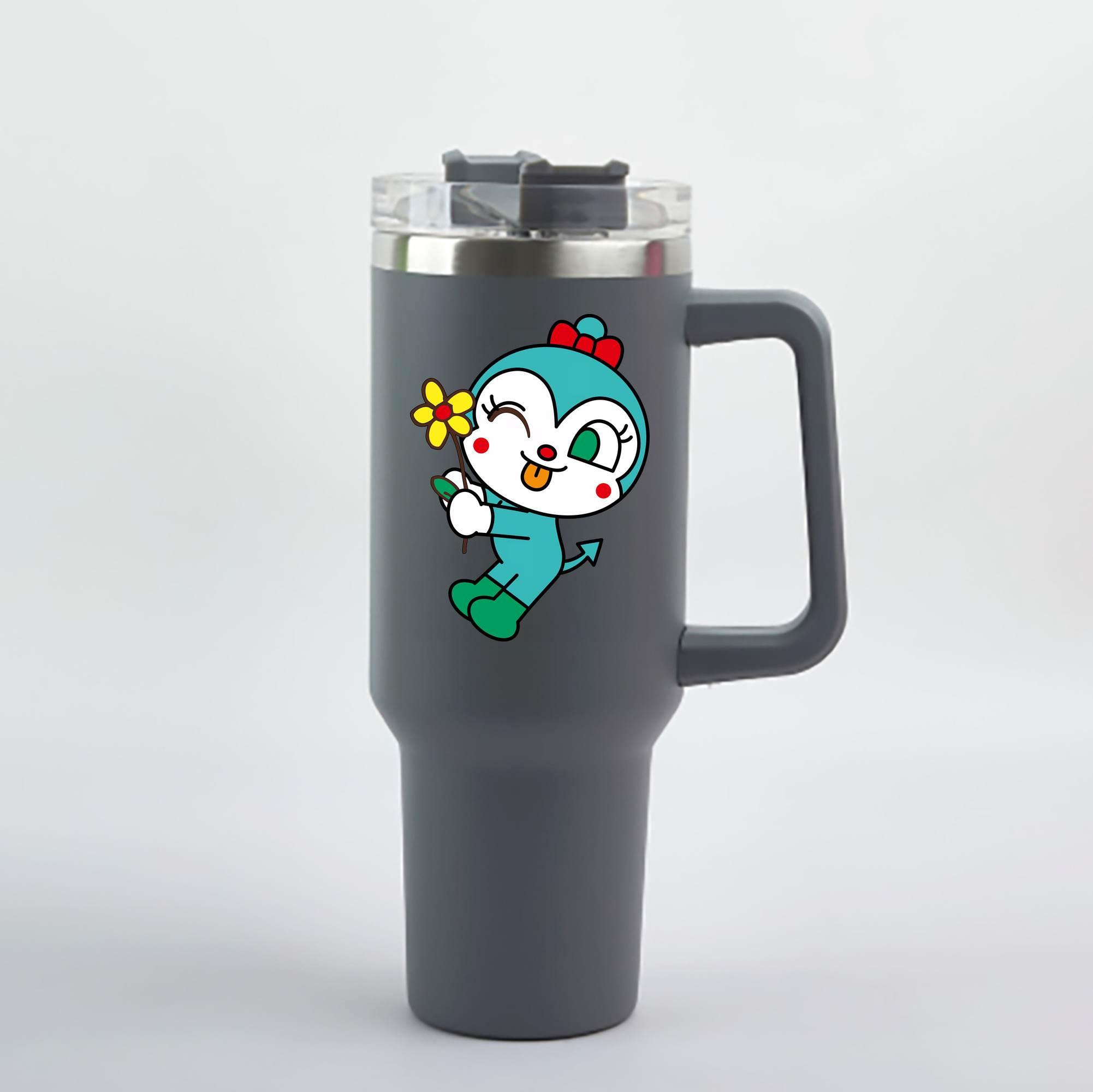 （画像用） アンパンマン Anpanman 1200mL車用タンブラー - クリスタルステッカー（プラスチックストロー付き）
