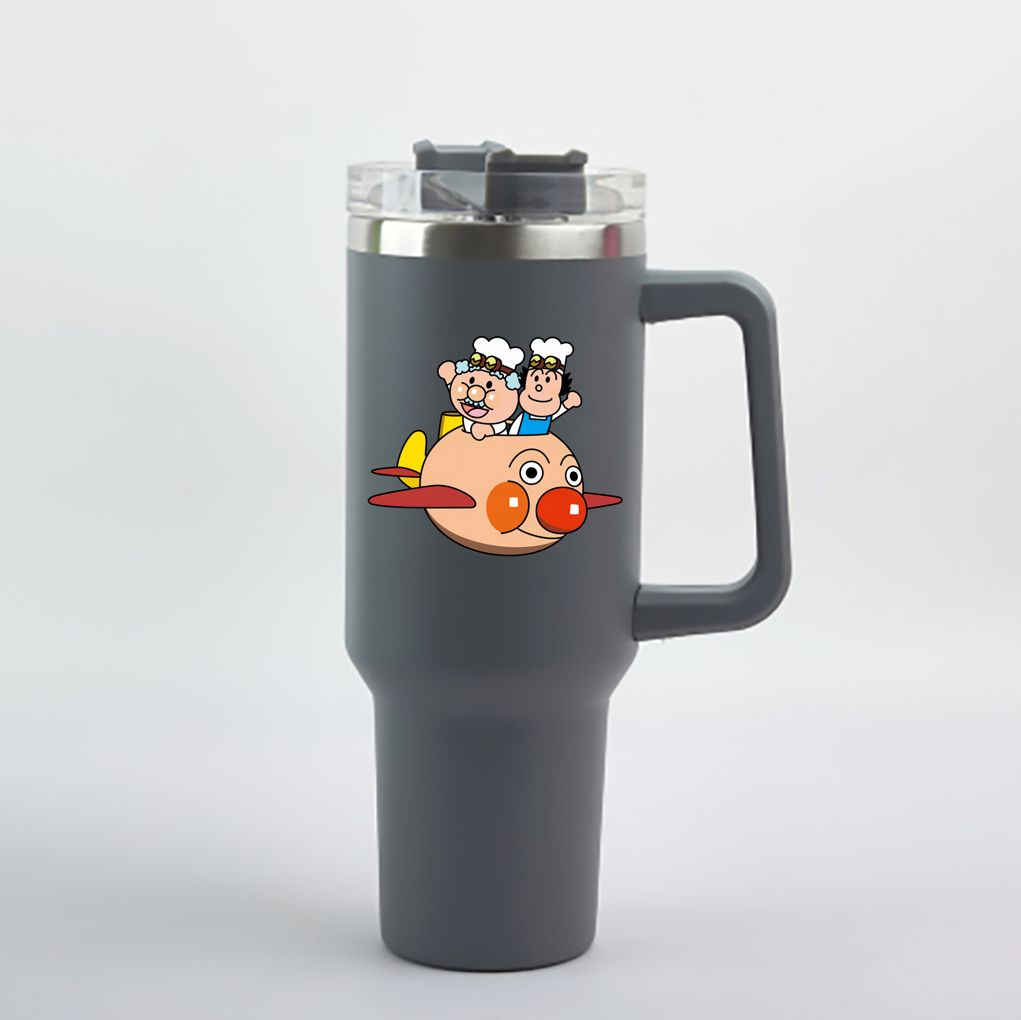 （画像用） アンパンマン Anpanman 1200mL車用タンブラー - クリスタルステッカー（プラスチックストロー付き）