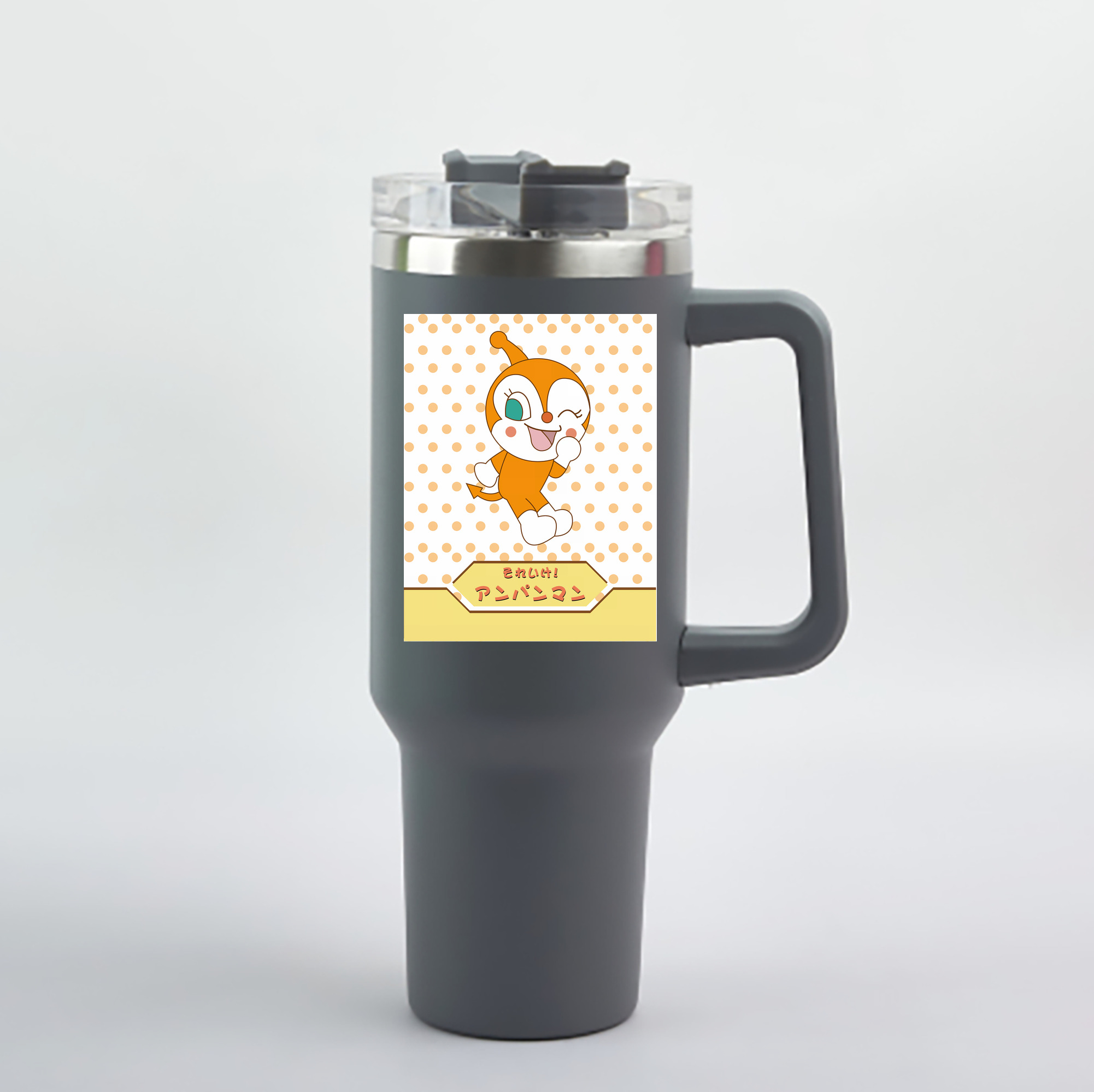 （画像用） アンパンマン Anpanman 1200mL車用タンブラー - クリスタルステッカー（プラスチックストロー付き）