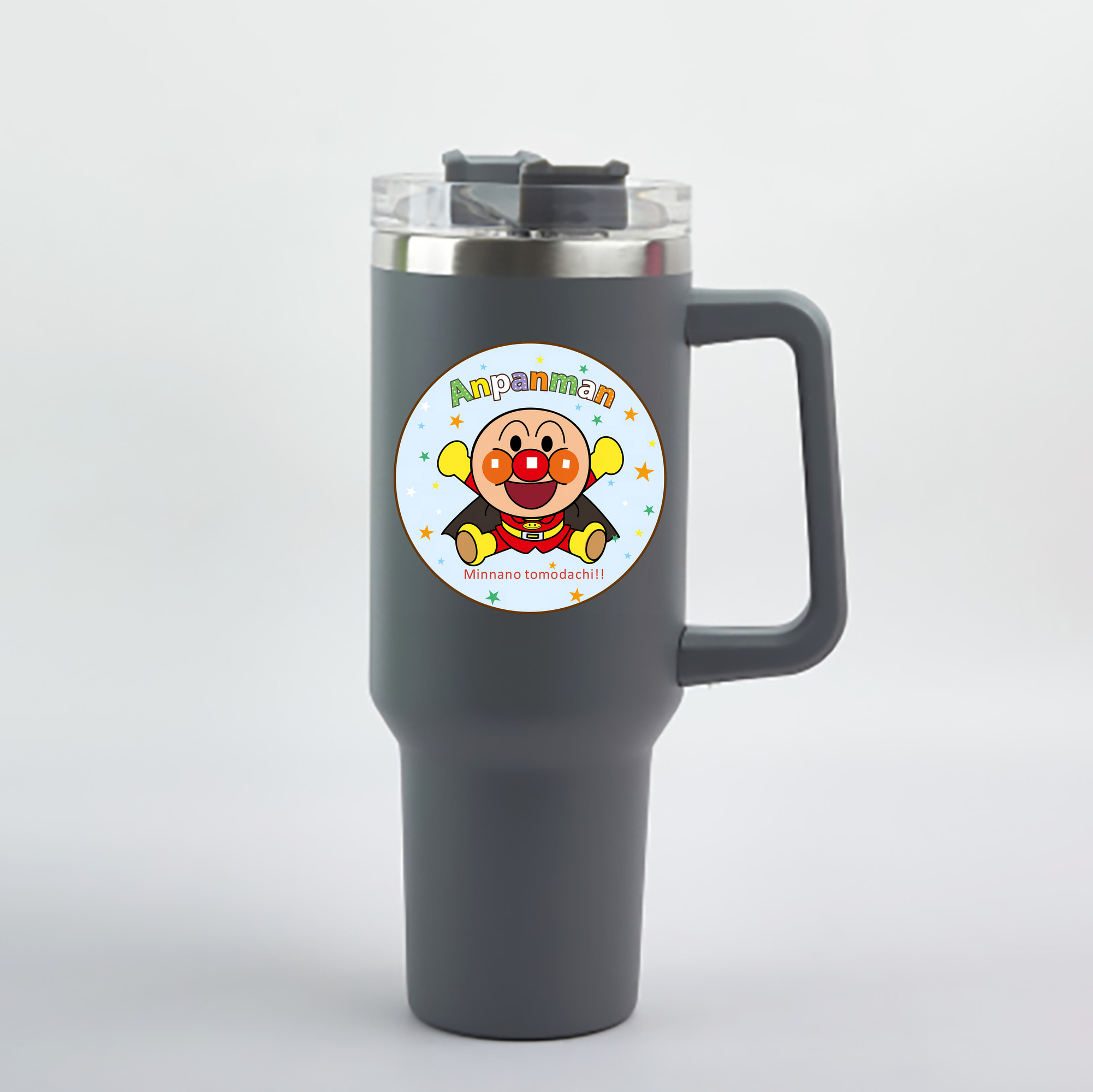 （画像用） アンパンマン Anpanman 1200mL車用タンブラー - クリスタルステッカー（プラスチックストロー付き）