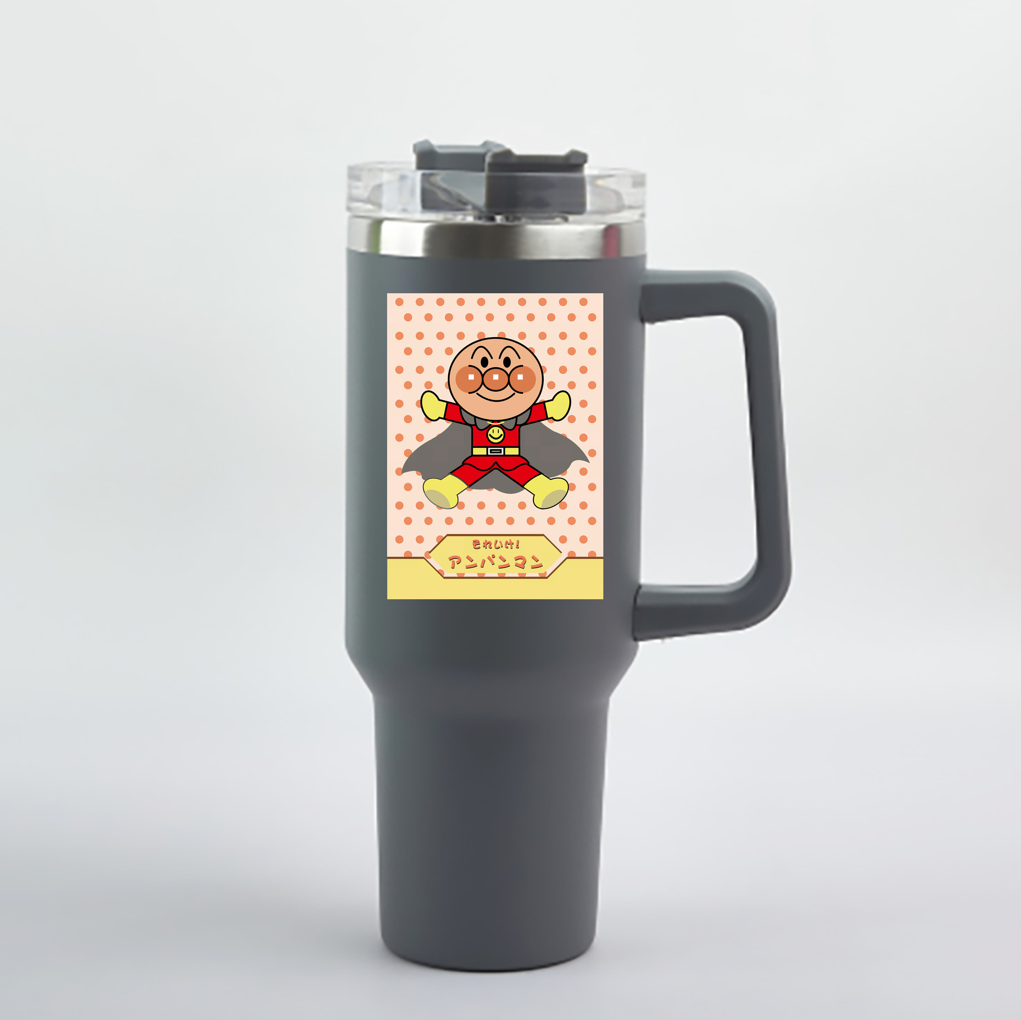 （画像用） アンパンマン Anpanman 1200mL車用タンブラー - クリスタルステッカー（プラスチックストロー付き）