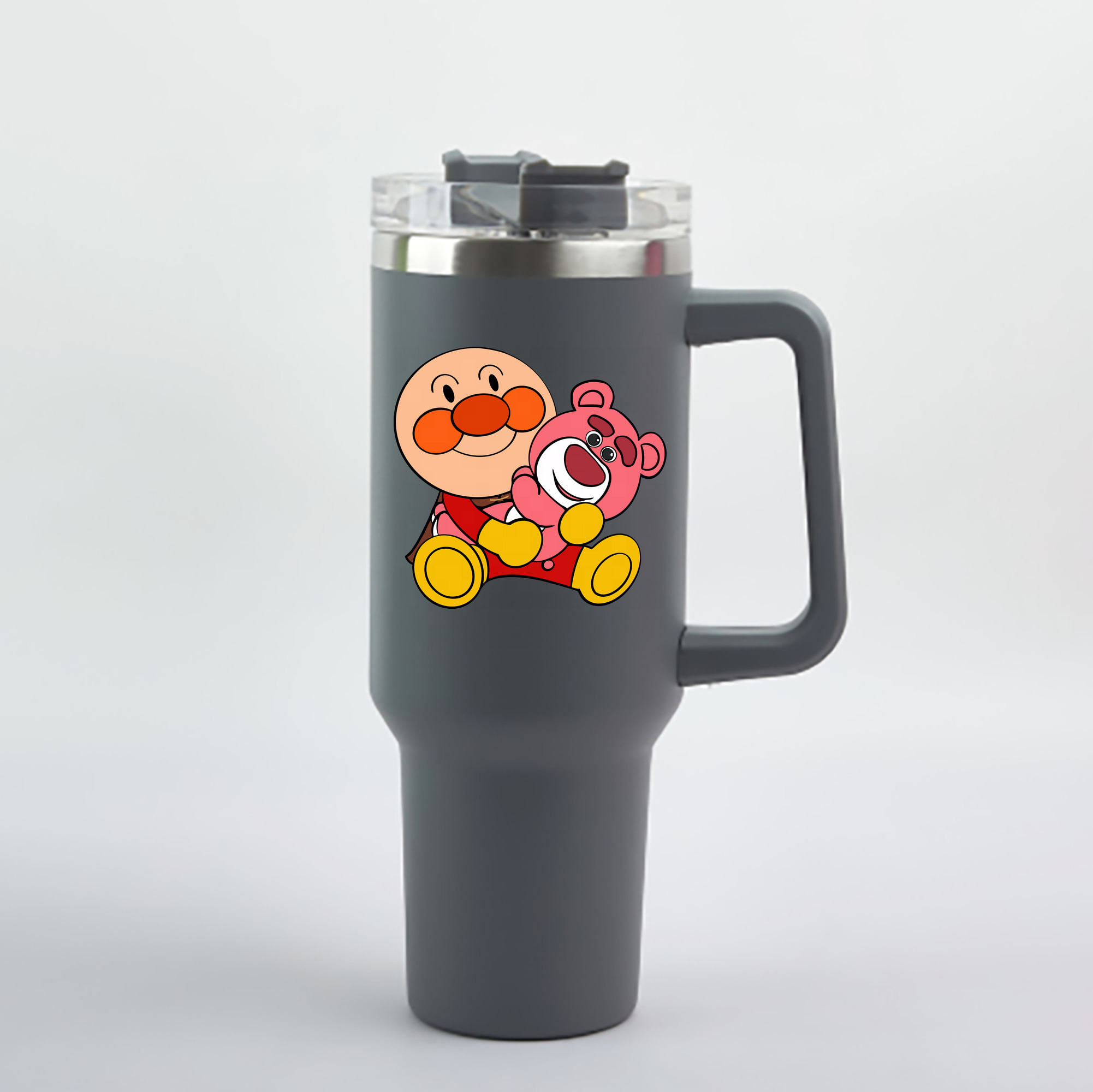 （画像用） アンパンマン Anpanman 1200mL車用タンブラー - クリスタルステッカー（プラスチックストロー付き）