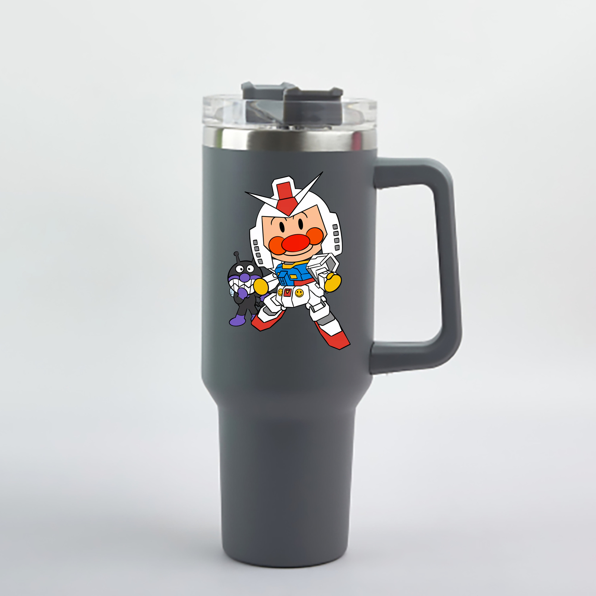 （画像用） アンパンマン Anpanman 1200mL車用タンブラー - クリスタルステッカー（プラスチックストロー付き）