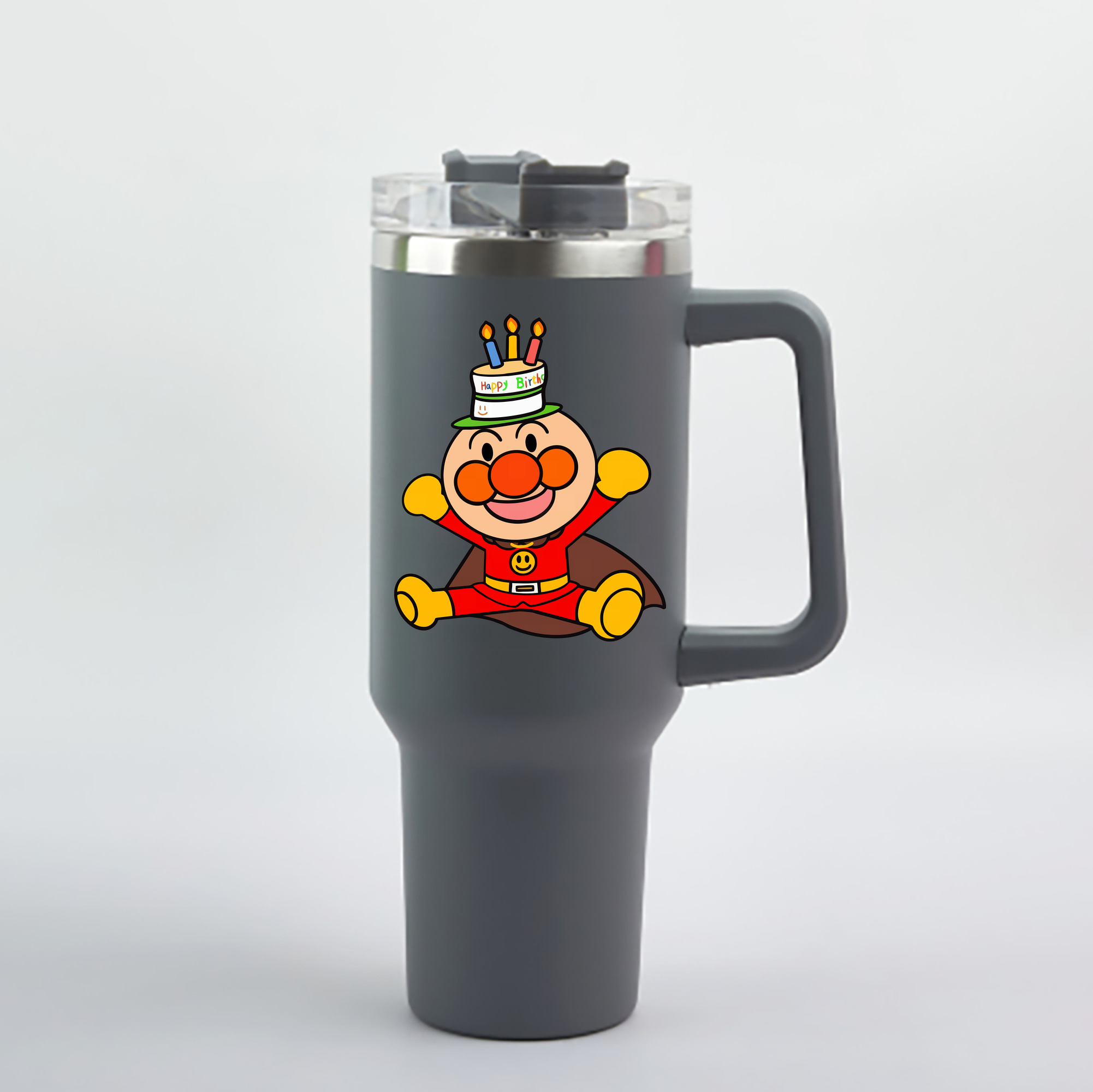 （画像用） アンパンマン Anpanman 1200mL車用タンブラー - クリスタルステッカー（プラスチックストロー付き）