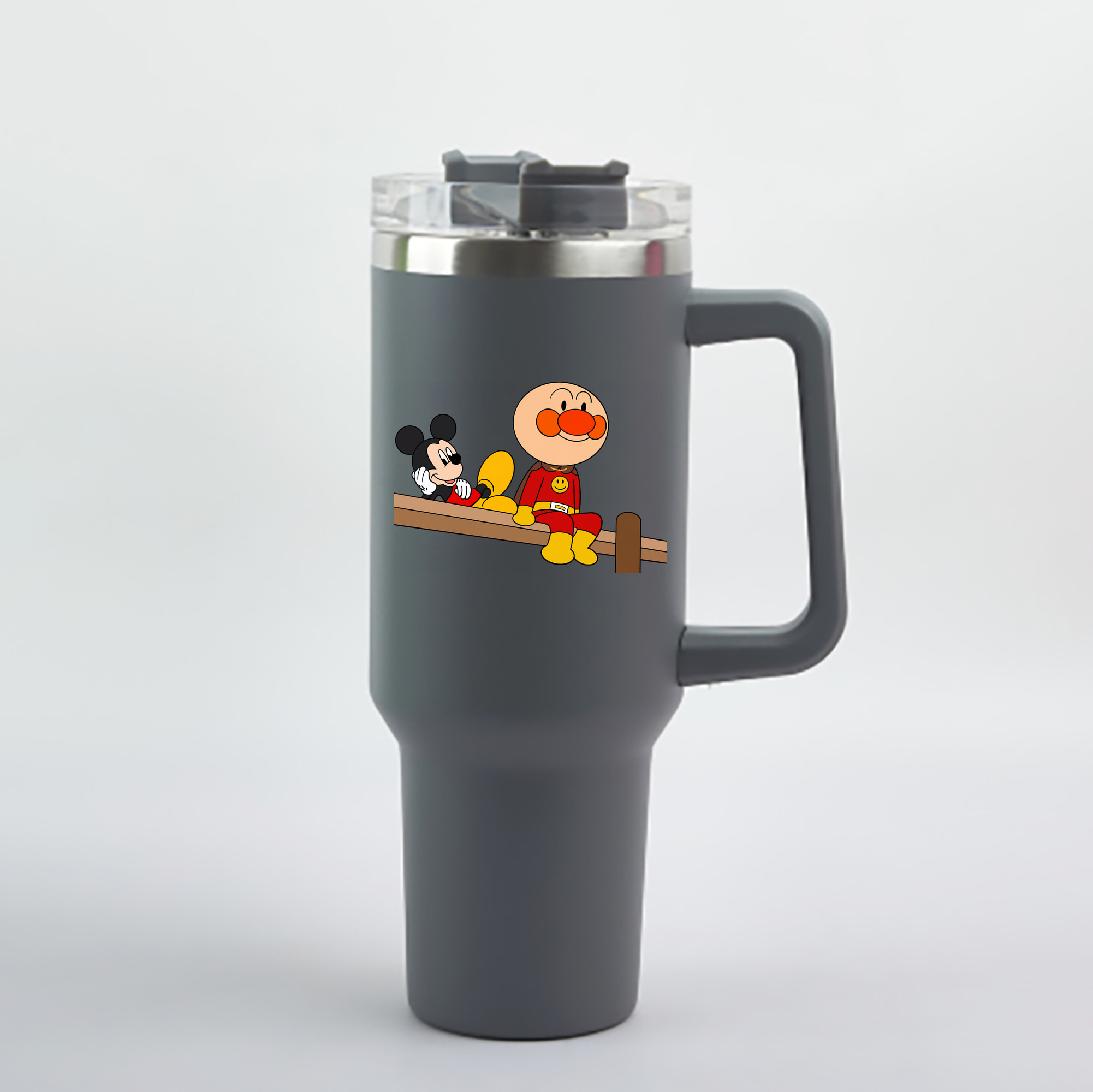 （画像用） アンパンマン Anpanman 1200mL車用タンブラー - クリスタルステッカー（プラスチックストロー付き）