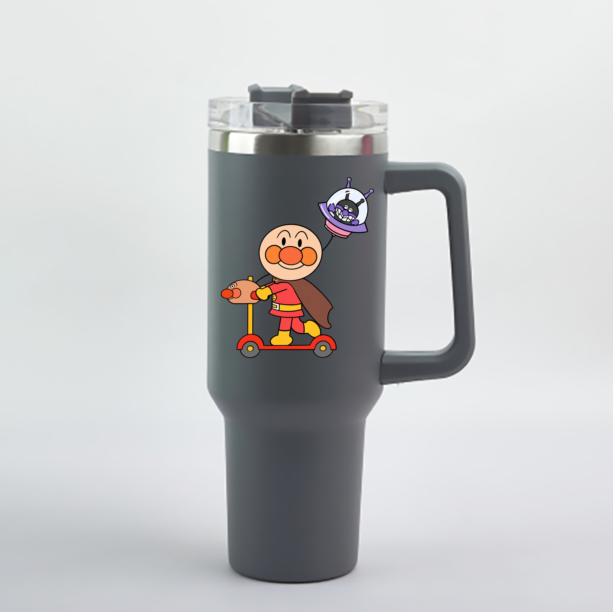 （画像用） アンパンマン Anpanman 1200mL車用タンブラー - クリスタルステッカー（プラスチックストロー付き）