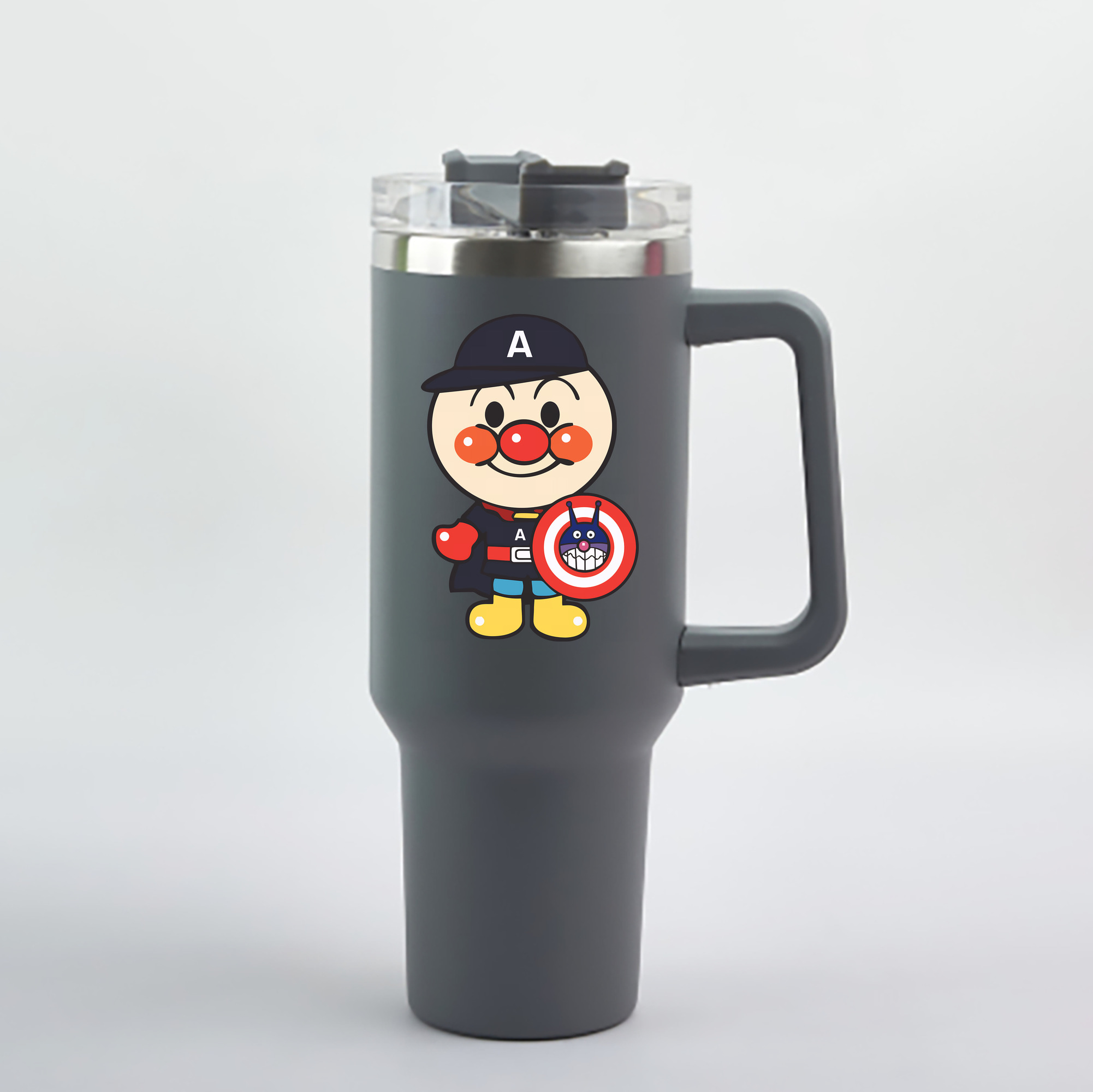 （画像用） アンパンマン Anpanman 1200mL車用タンブラー - クリスタルステッカー（プラスチックストロー付き）