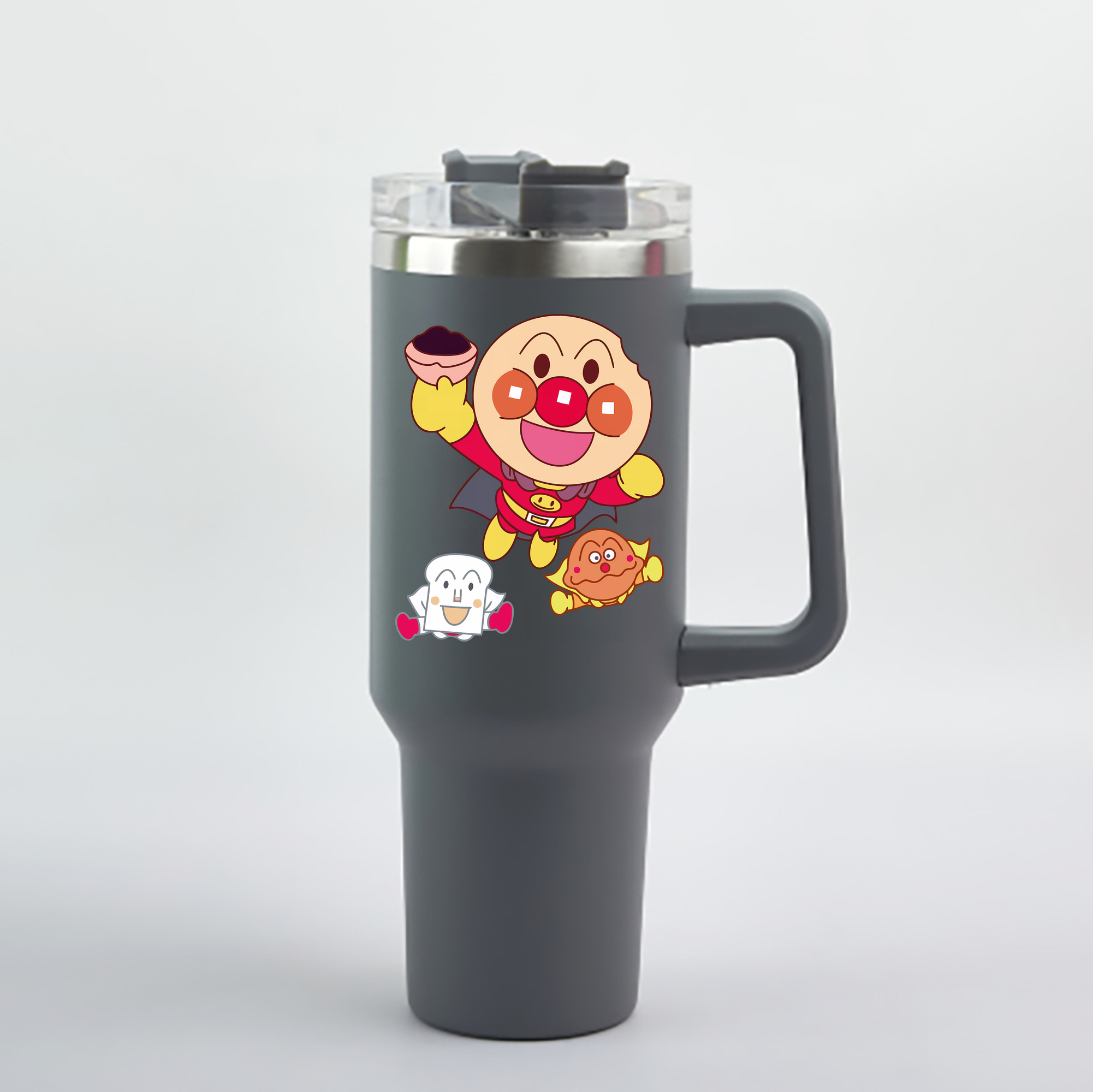 （画像用） アンパンマン Anpanman 1200mL車用タンブラー - クリスタルステッカー（プラスチックストロー付き）