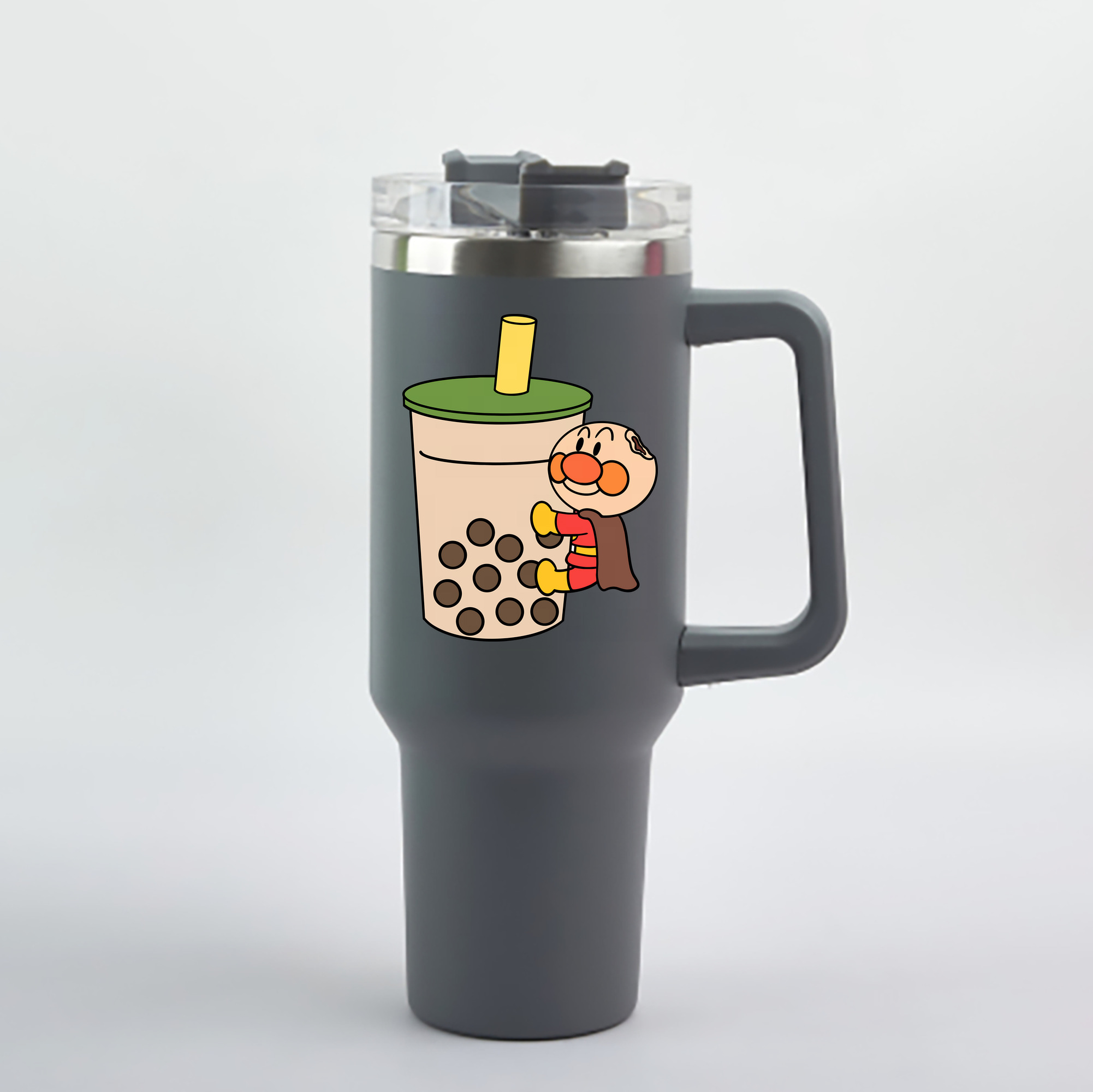 （画像用） アンパンマン Anpanman 1200mL車用タンブラー - クリスタルステッカー（プラスチックストロー付き）