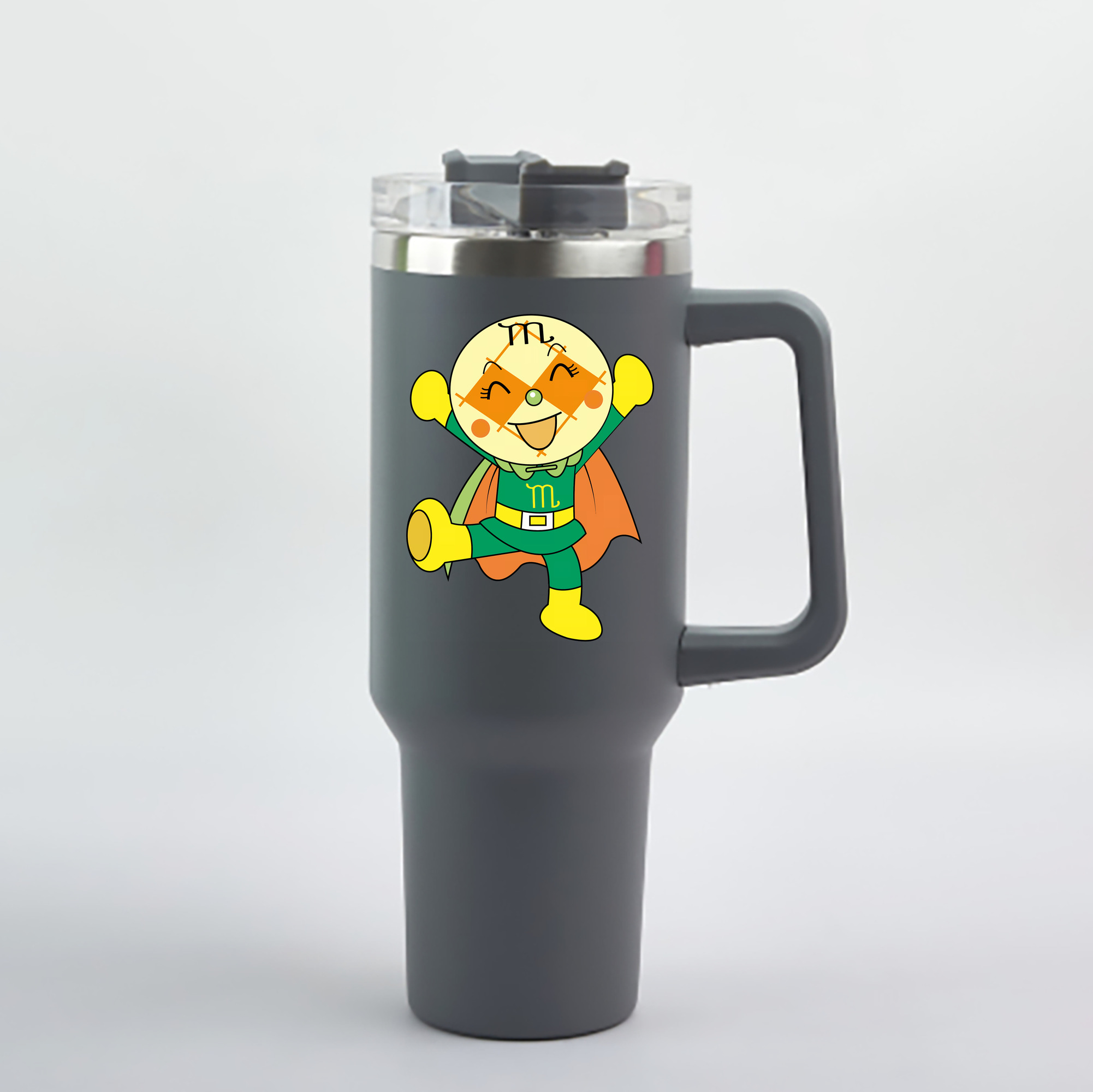 （画像用） アンパンマン Anpanman 1200mL車用タンブラー - クリスタルステッカー（プラスチックストロー付き）