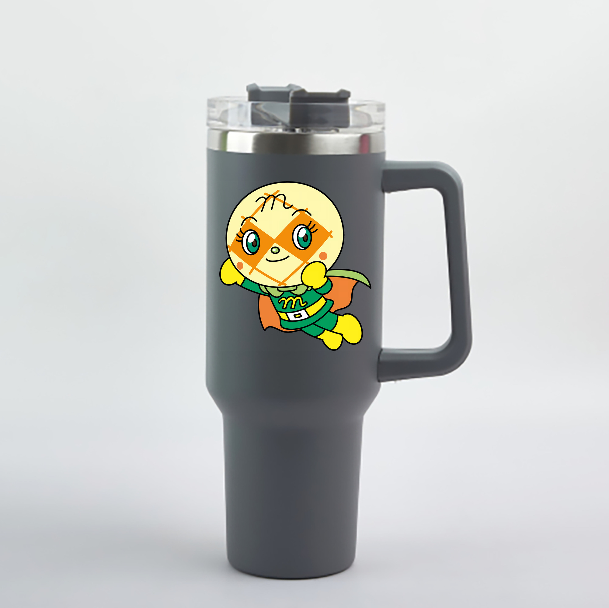 （画像用） アンパンマン Anpanman 1200mL車用タンブラー - クリスタルステッカー（プラスチックストロー付き）