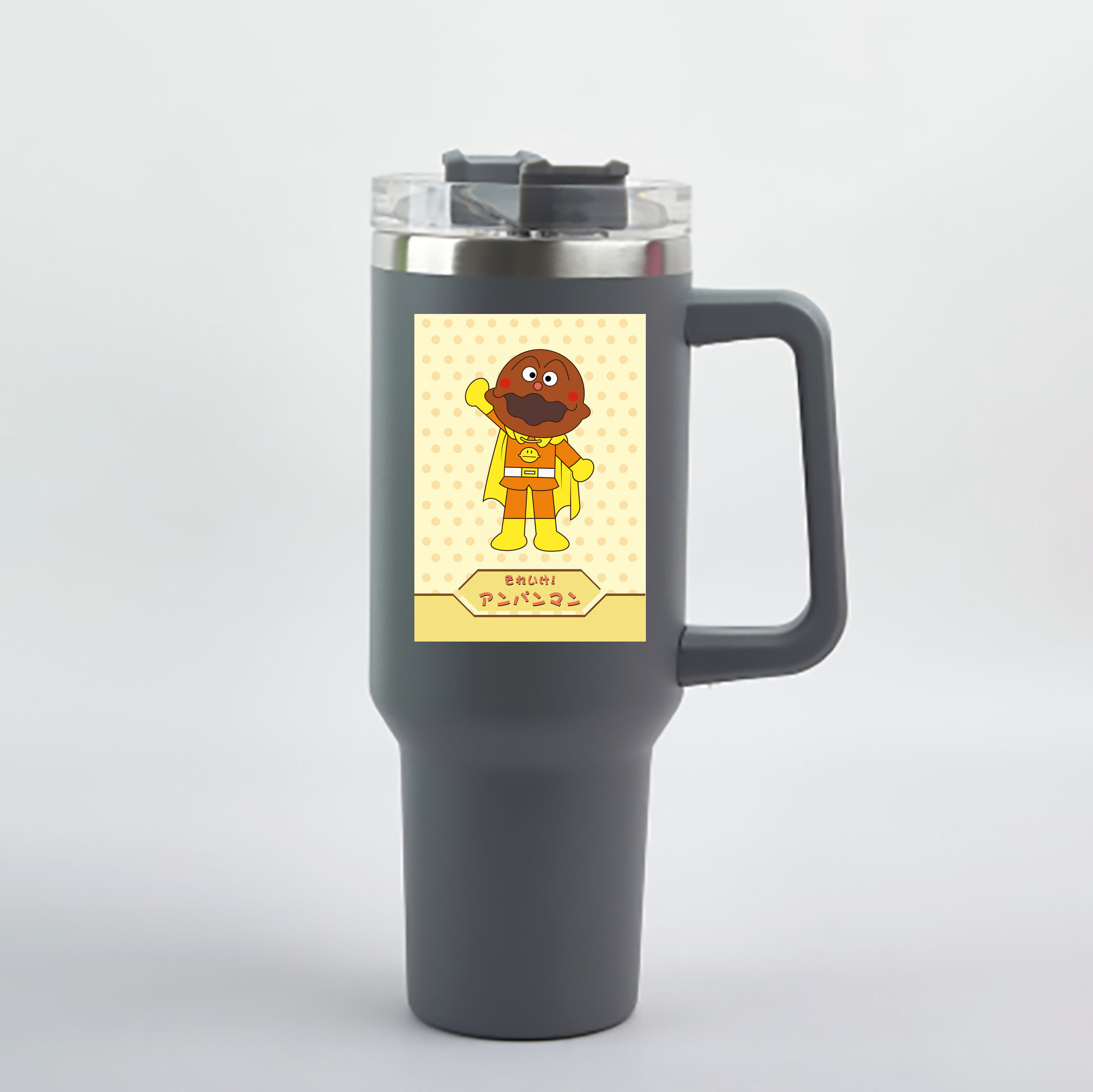 （画像用） アンパンマン Anpanman 1200mL車用タンブラー - クリスタルステッカー（プラスチックストロー付き）