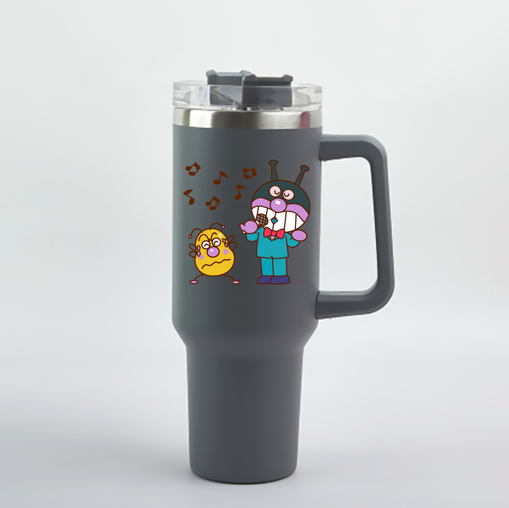 （画像用） アンパンマン Anpanman 1200mL車用タンブラー - クリスタルステッカー（プラスチックストロー付き）