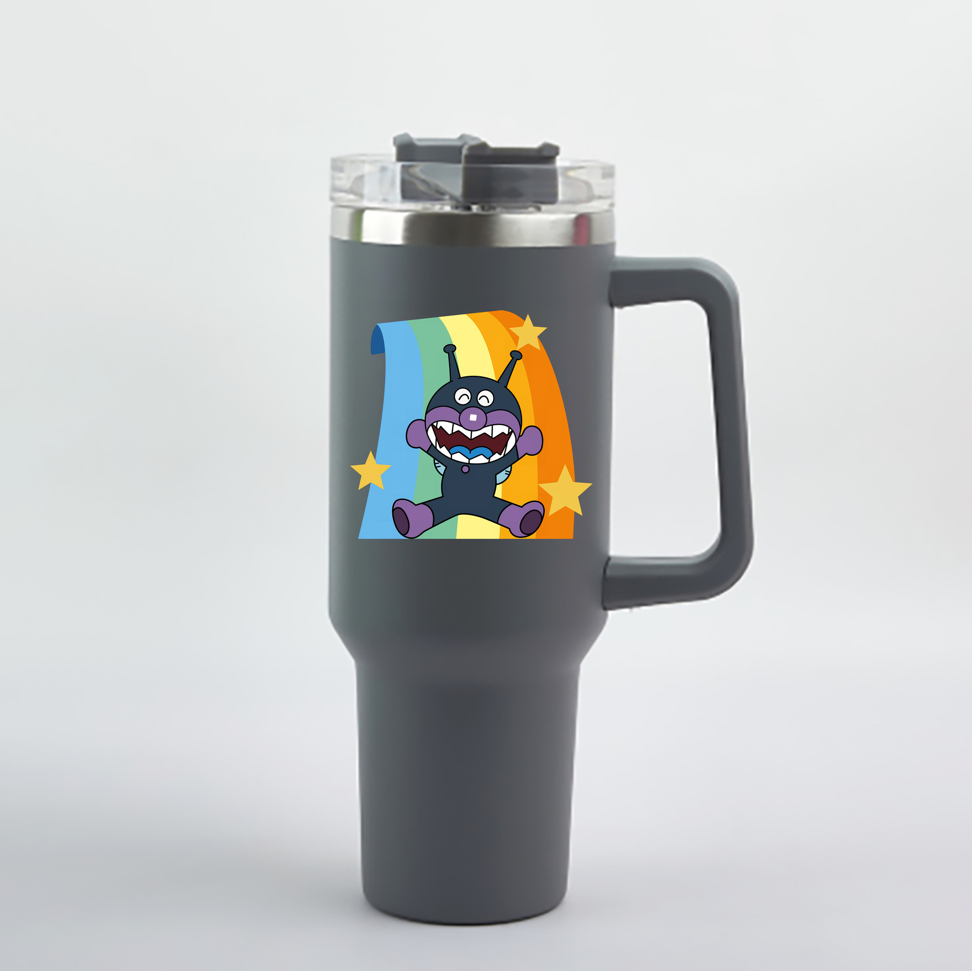 （画像用） アンパンマン Anpanman 1200mL車用タンブラー - クリスタルステッカー（プラスチックストロー付き）