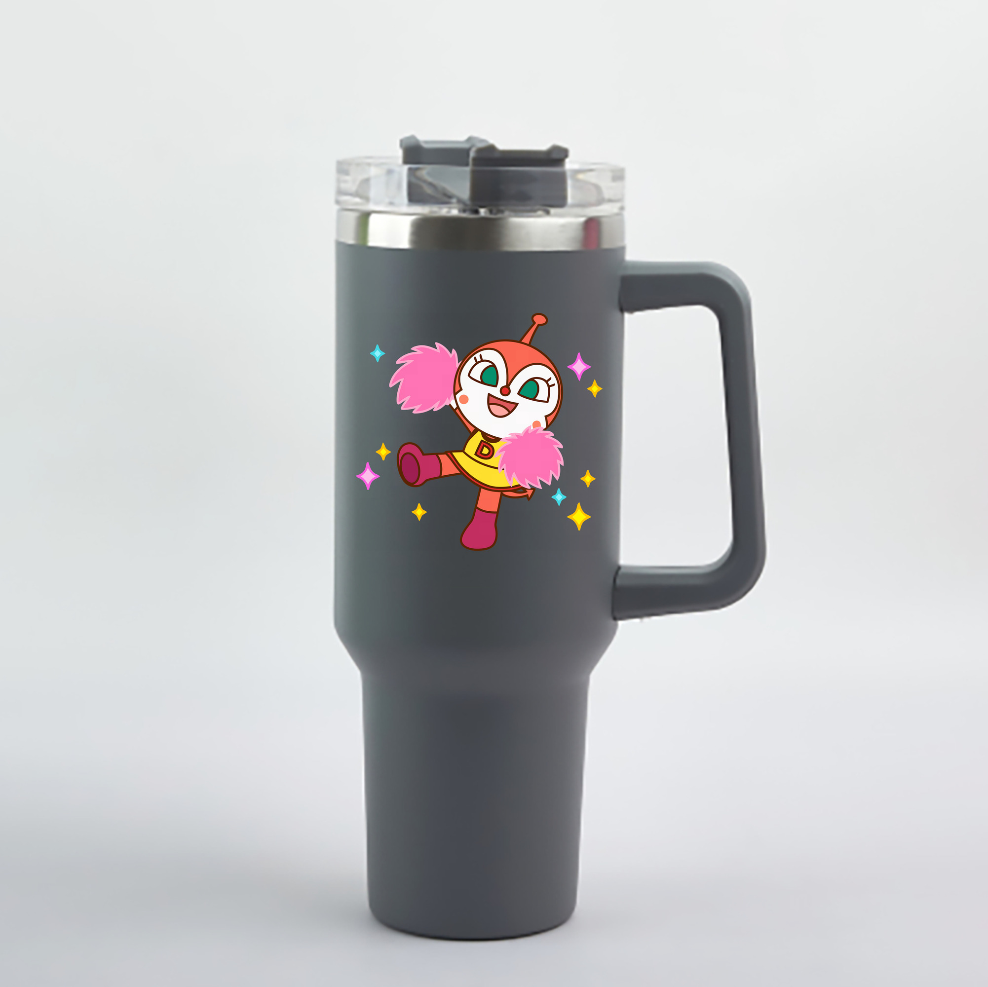（画像用） アンパンマン Anpanman 1200mL車用タンブラー - クリスタルステッカー（プラスチックストロー付き）
