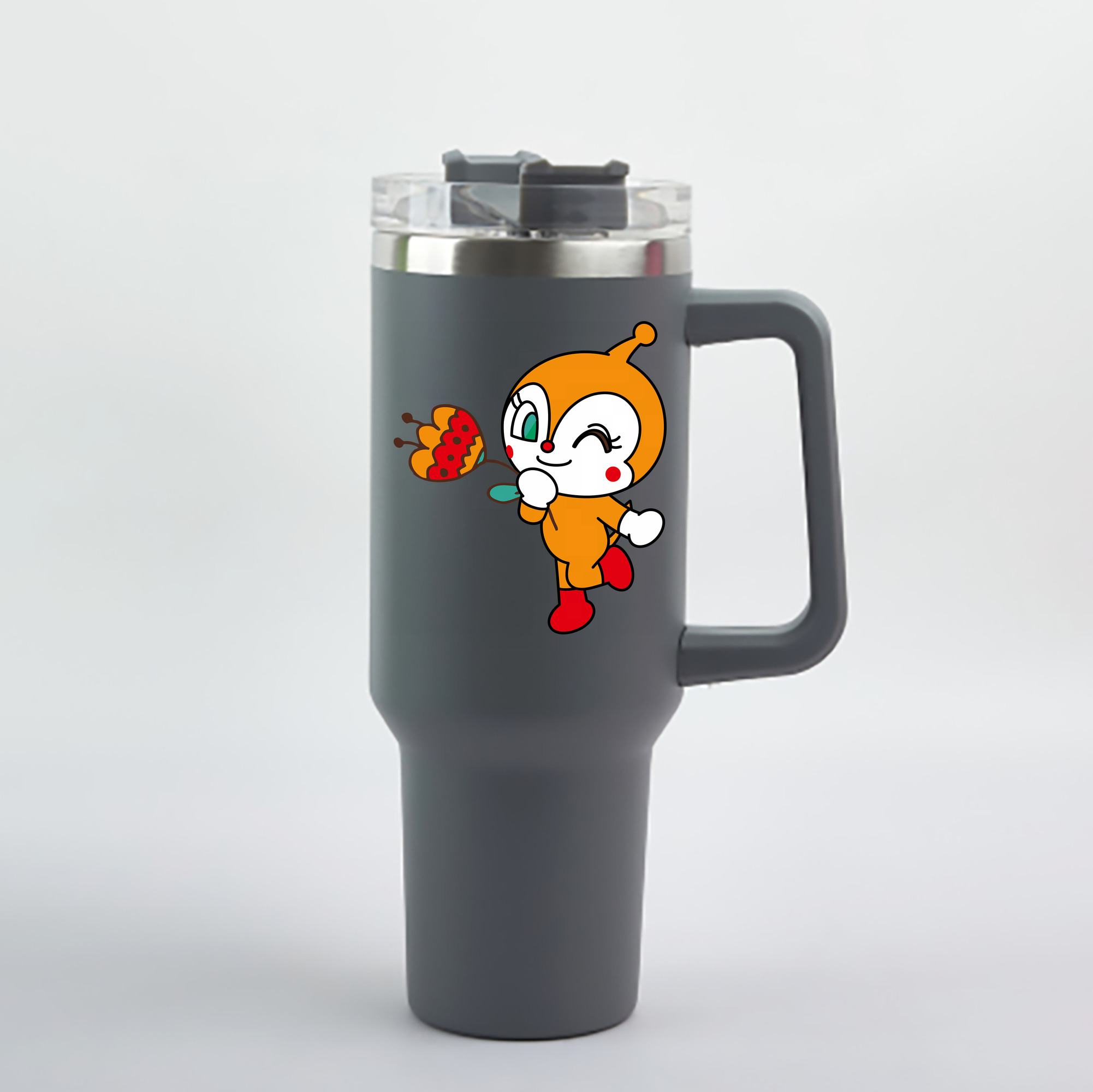 （画像用） アンパンマン Anpanman 1200mL車用タンブラー - クリスタルステッカー（プラスチックストロー付き）