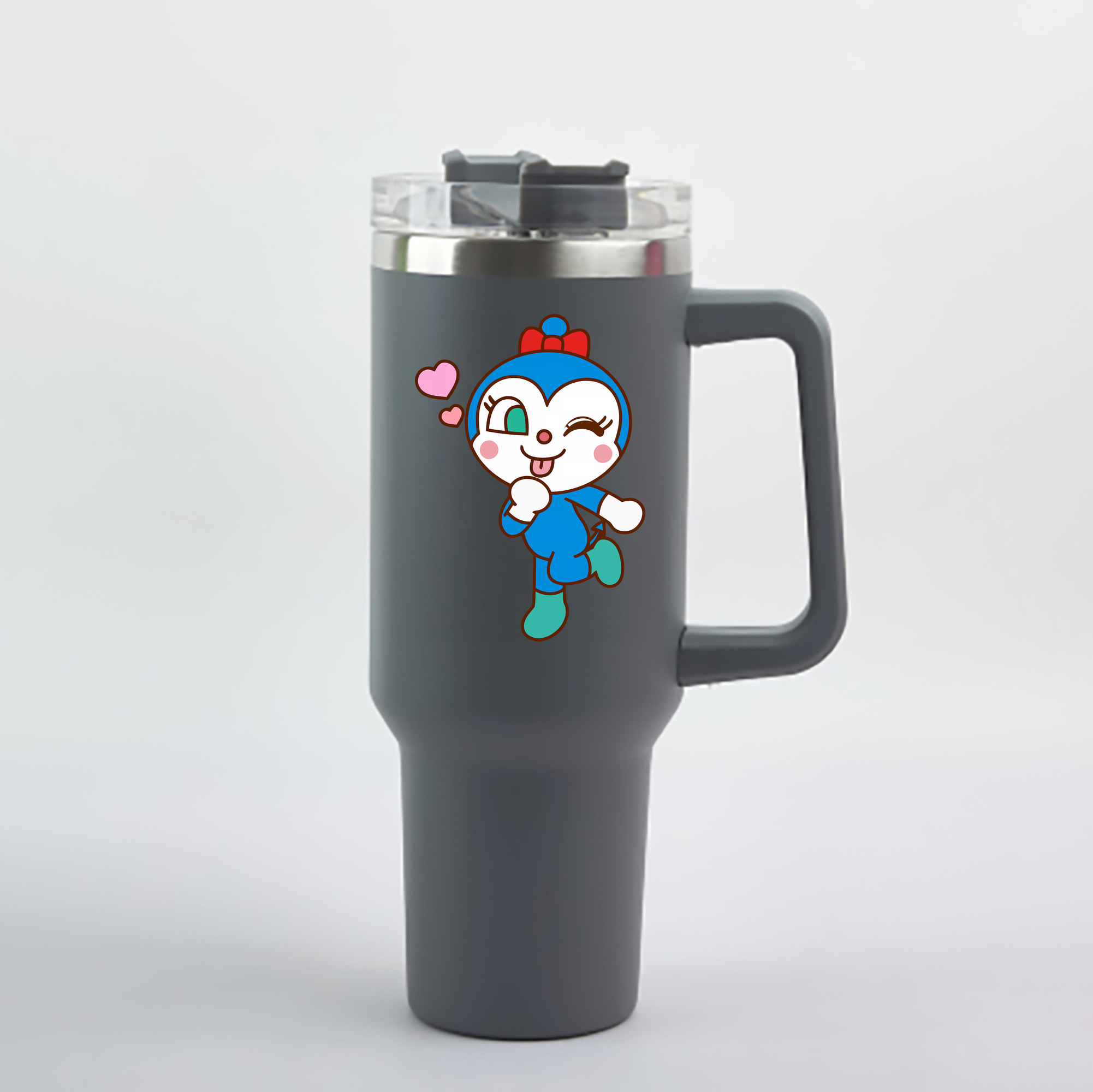 （画像用） アンパンマン Anpanman 1200mL車用タンブラー - クリスタルステッカー（プラスチックストロー付き）