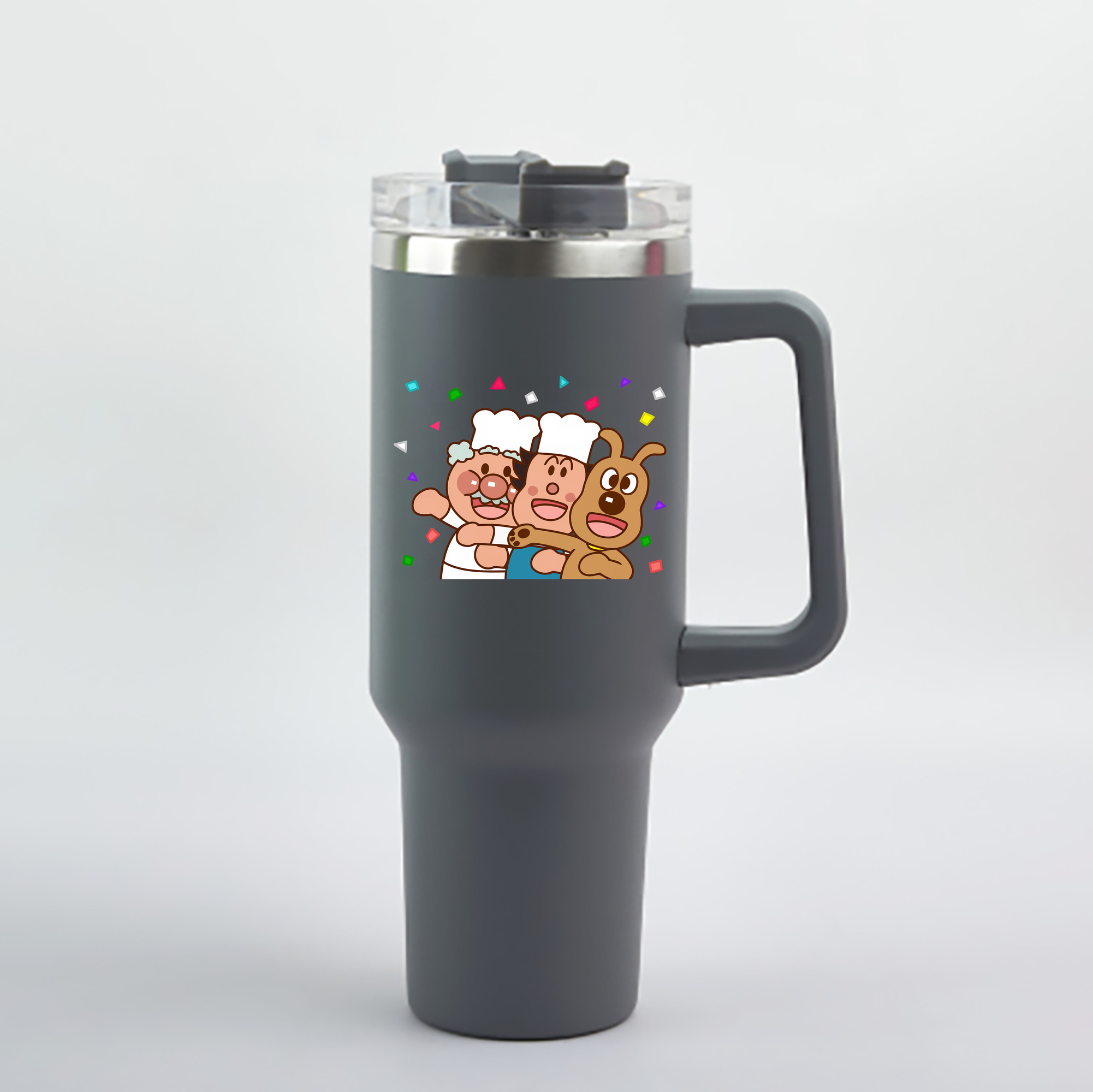 （画像用） アンパンマン Anpanman 1200mL車用タンブラー - クリスタルステッカー（プラスチックストロー付き）