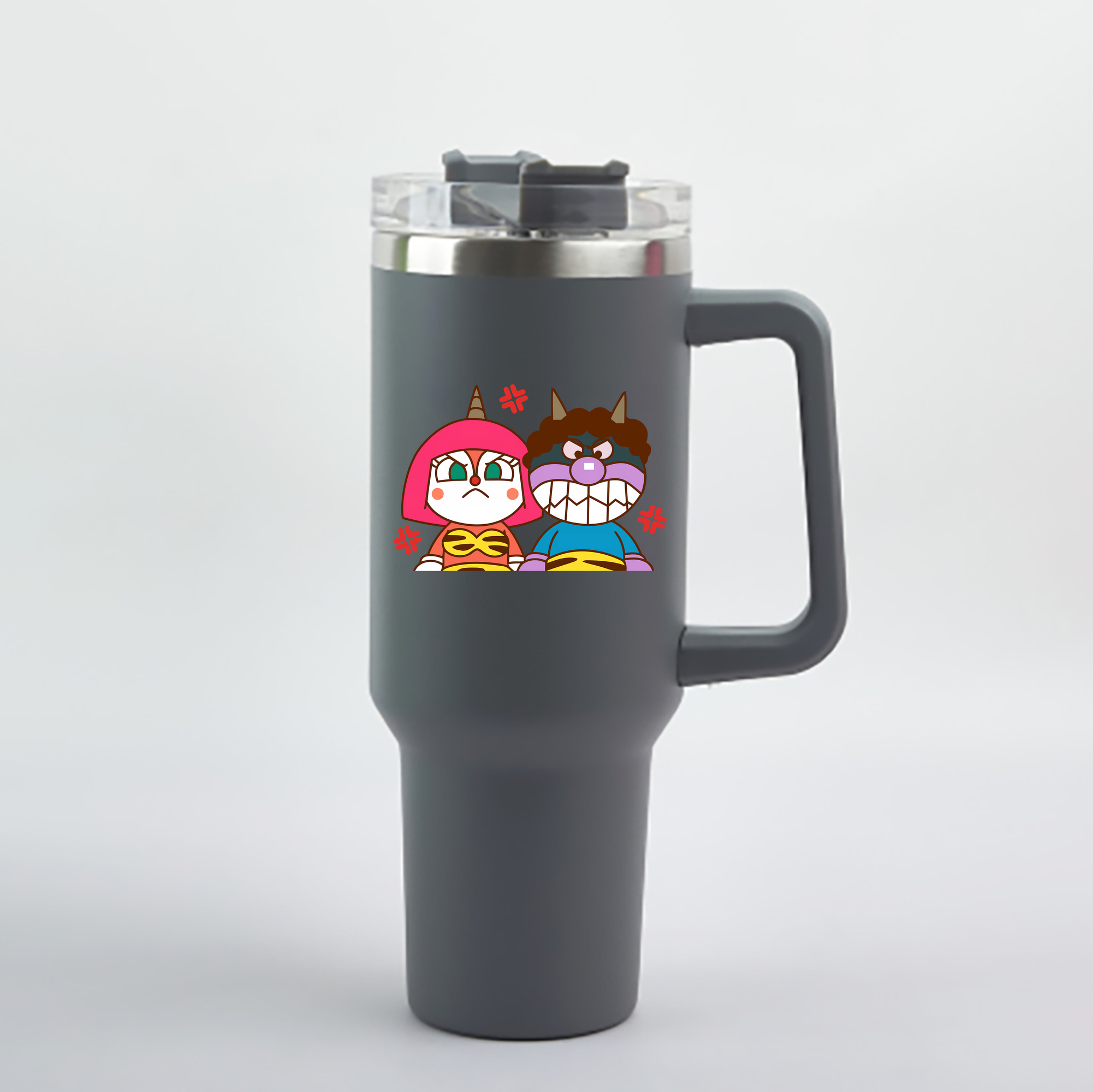 （画像用） アンパンマン Anpanman 1200mL車用タンブラー - クリスタルステッカー（プラスチックストロー付き）