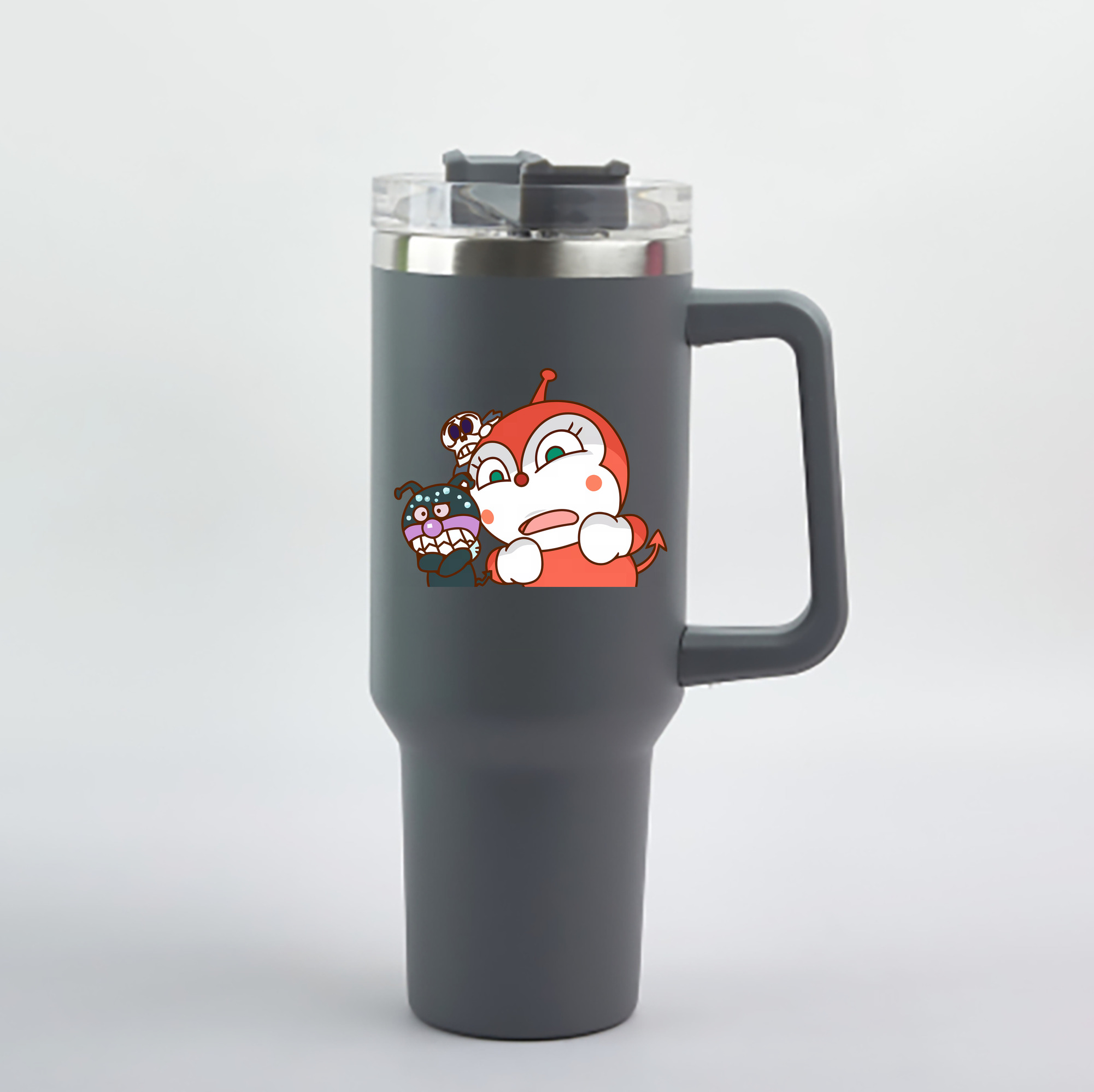 （画像用） アンパンマン Anpanman 1200mL車用タンブラー - クリスタルステッカー（プラスチックストロー付き）