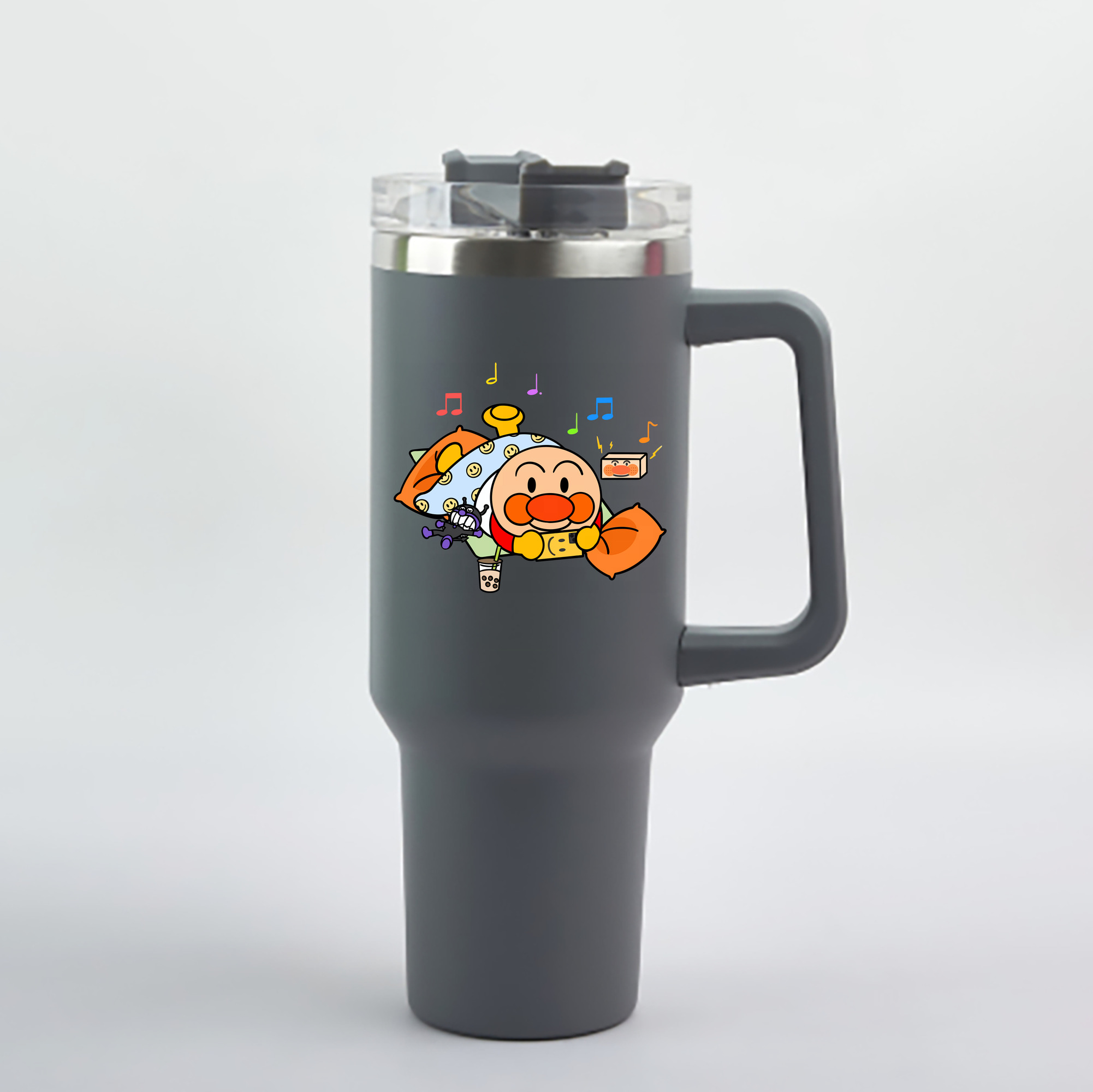 （画像用） アンパンマン Anpanman 1200mL車用タンブラー - クリスタルステッカー（プラスチックストロー付き）