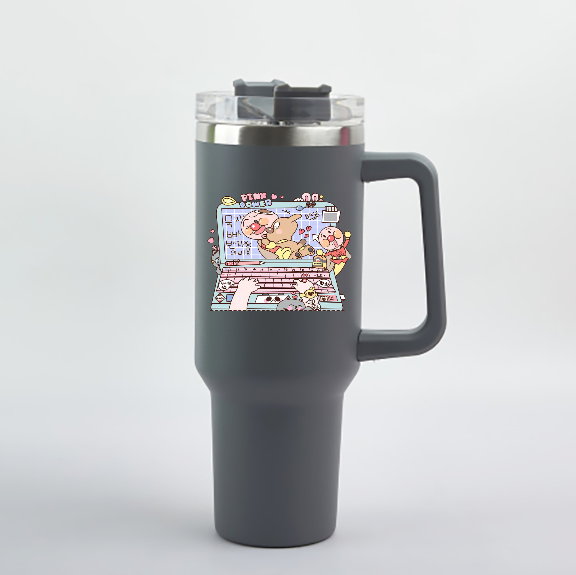 （画像用） アンパンマン Anpanman 1200mL車用タンブラー - クリスタルステッカー（プラスチックストロー付き）