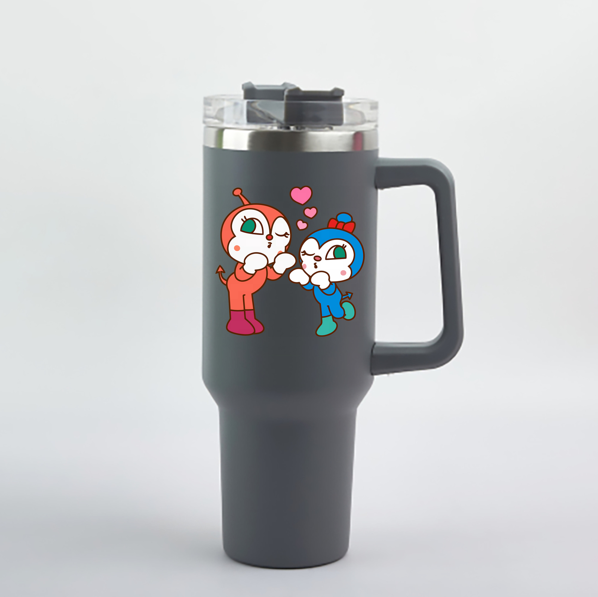 （画像用） アンパンマン Anpanman 1200mL車用タンブラー - クリスタルステッカー（プラスチックストロー付き）