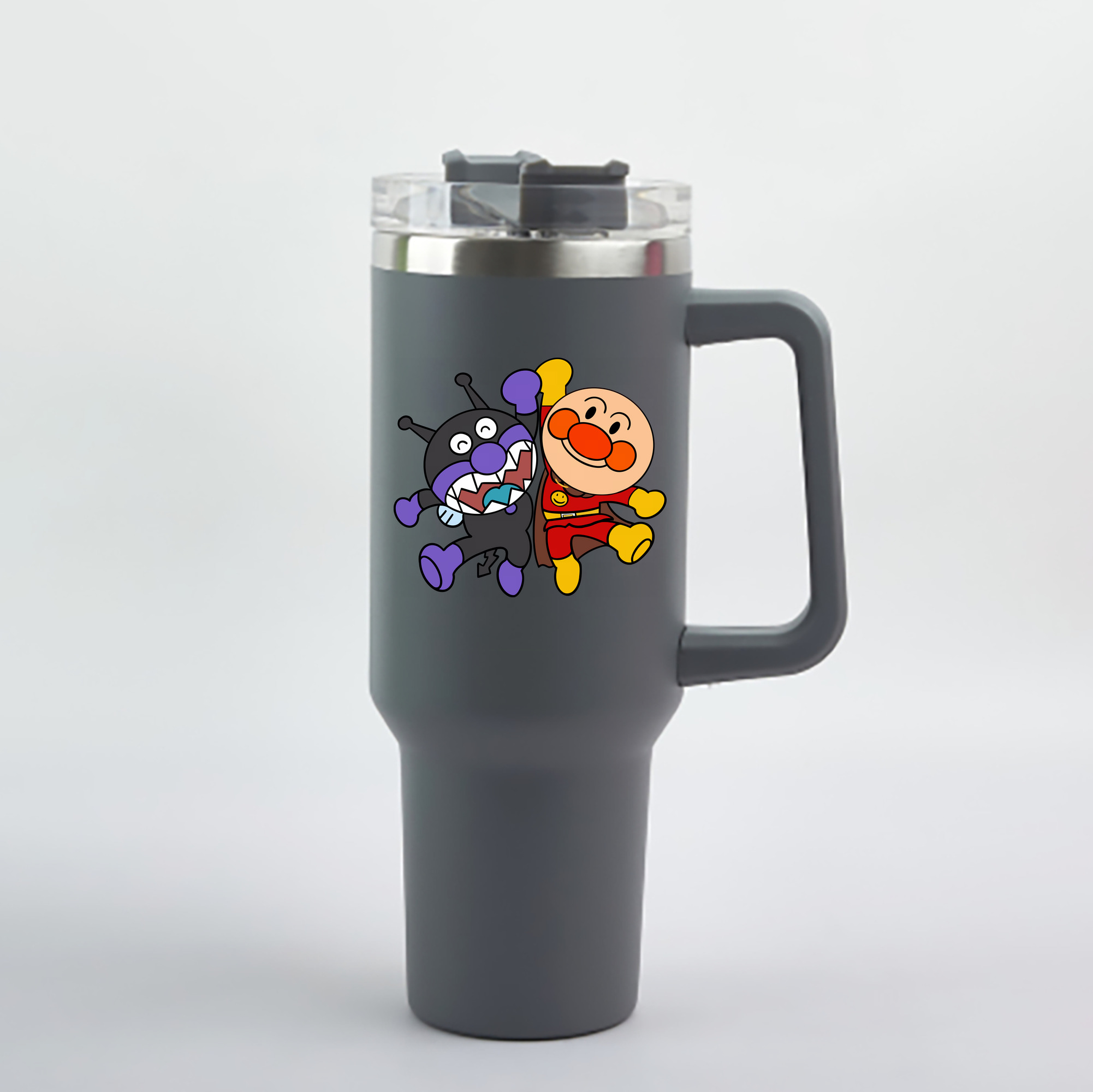 （画像用） アンパンマン Anpanman 1200mL車用タンブラー - クリスタルステッカー（プラスチックストロー付き）
