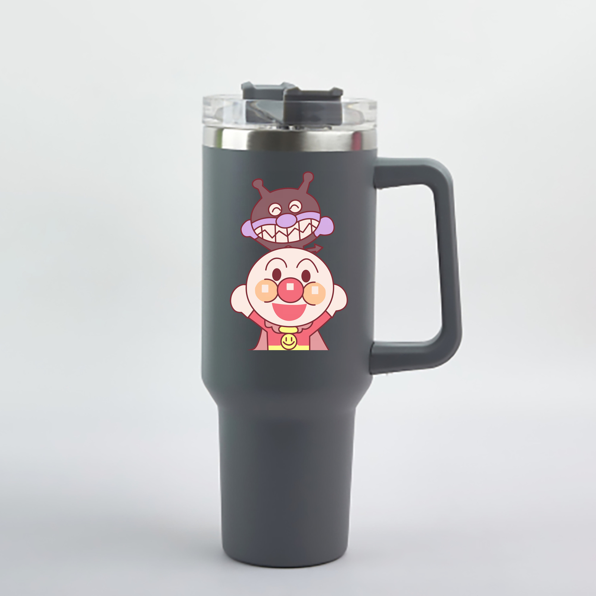 （画像用） アンパンマン Anpanman 1200mL車用タンブラー - クリスタルステッカー（プラスチックストロー付き）