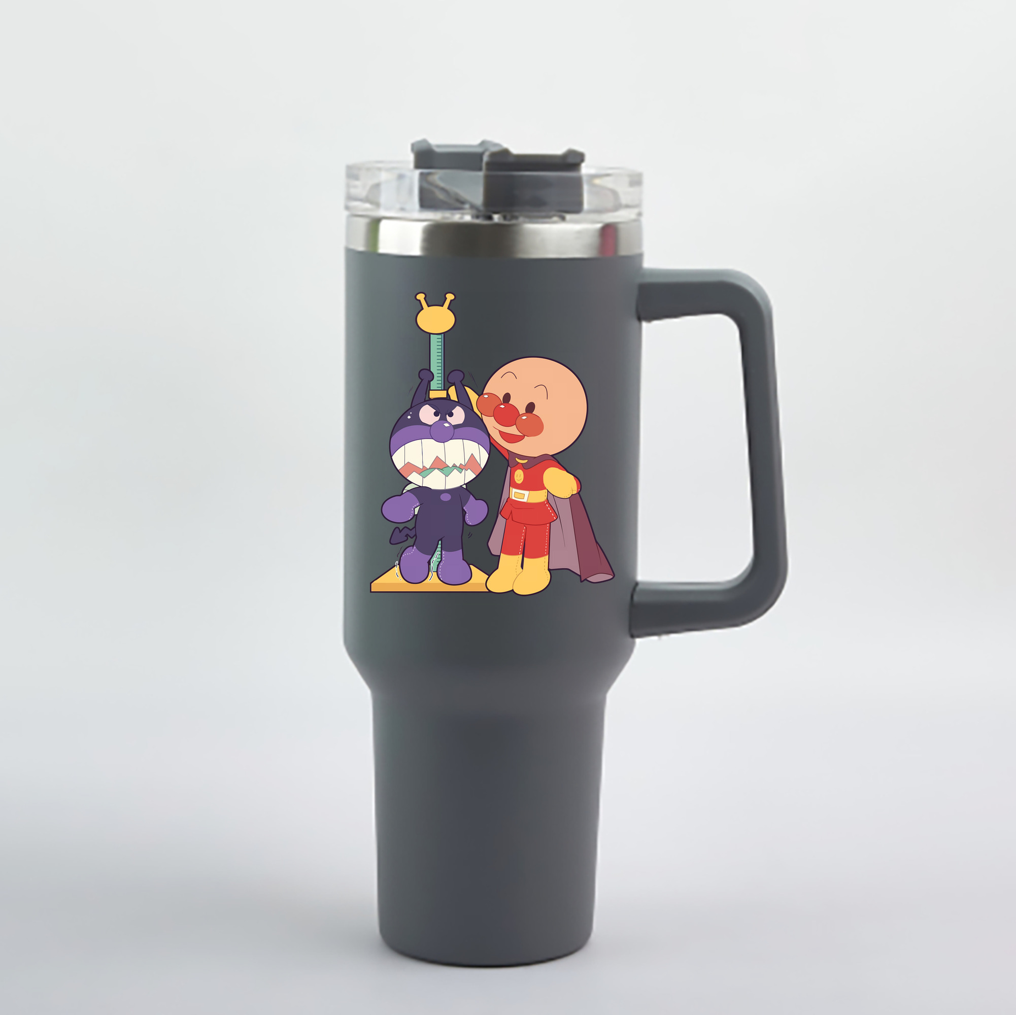（画像用） アンパンマン Anpanman 1200mL車用タンブラー - クリスタルステッカー（プラスチックストロー付き）