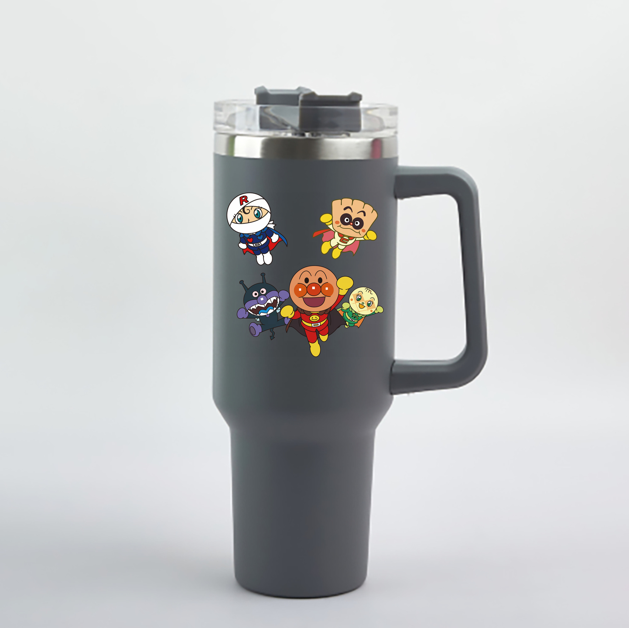 （画像用） アンパンマン Anpanman 1200mL車用タンブラー - クリスタルステッカー（プラスチックストロー付き）