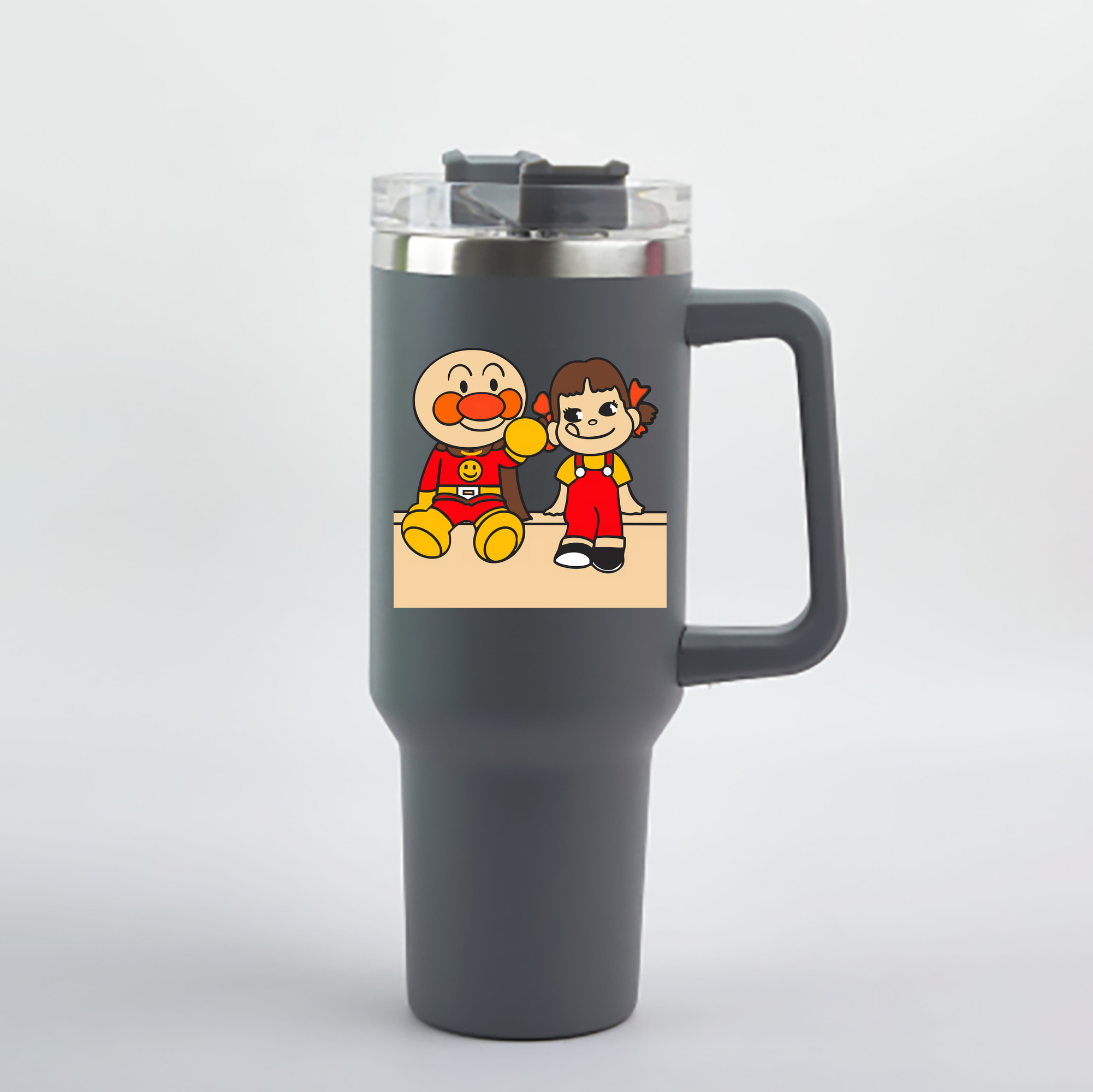 （画像用） アンパンマン Anpanman 1200mL車用タンブラー - クリスタルステッカー（プラスチックストロー付き）