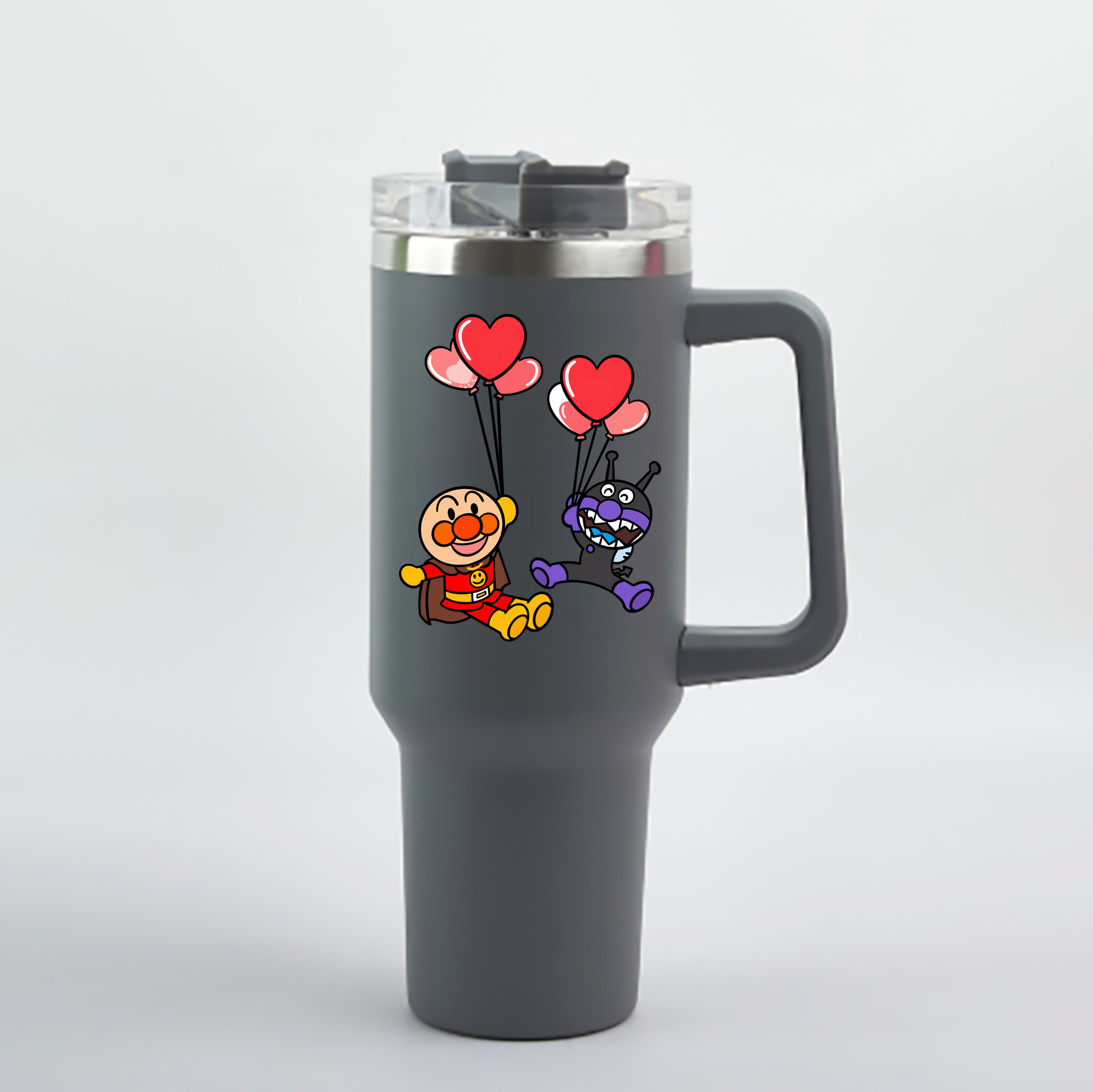 （画像用） アンパンマン Anpanman 1200mL車用タンブラー - クリスタルステッカー（プラスチックストロー付き）