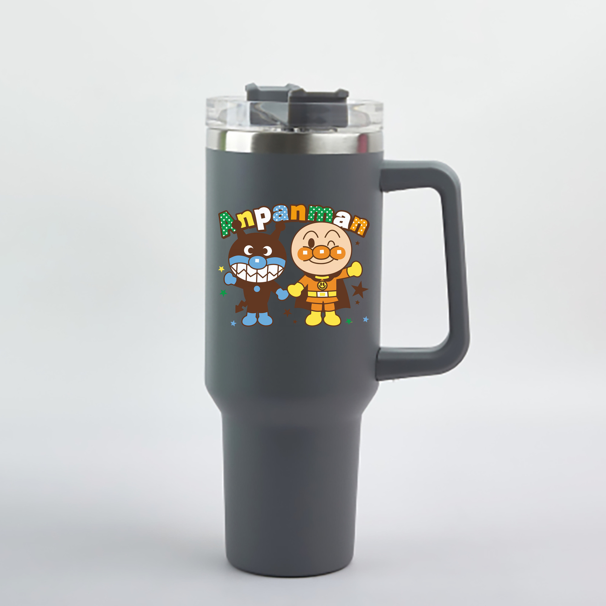 （画像用） アンパンマン Anpanman 1200mL車用タンブラー - クリスタルステッカー（プラスチックストロー付き）