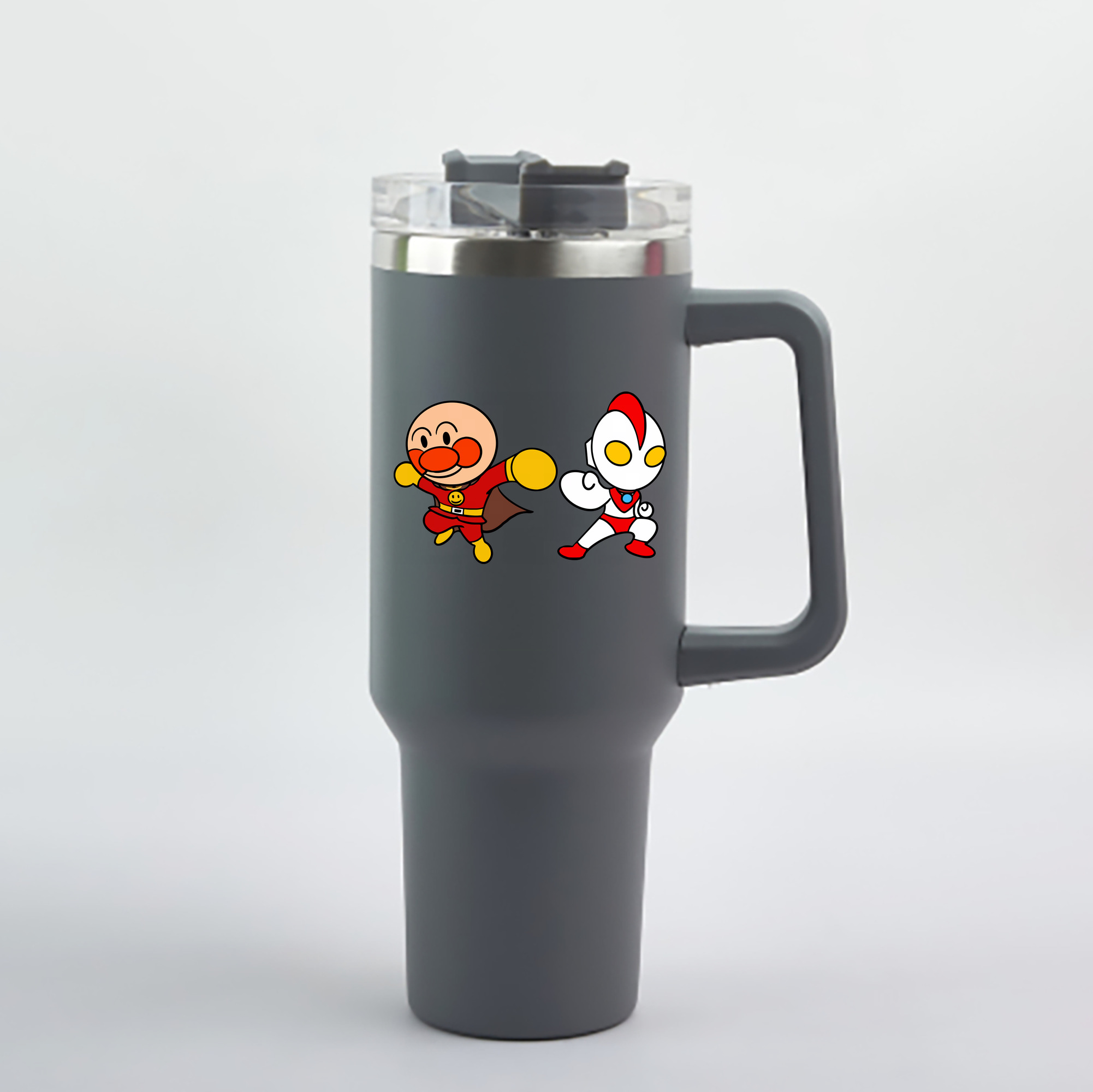 （画像用） アンパンマン Anpanman 1200mL車用タンブラー - クリスタルステッカー（プラスチックストロー付き）