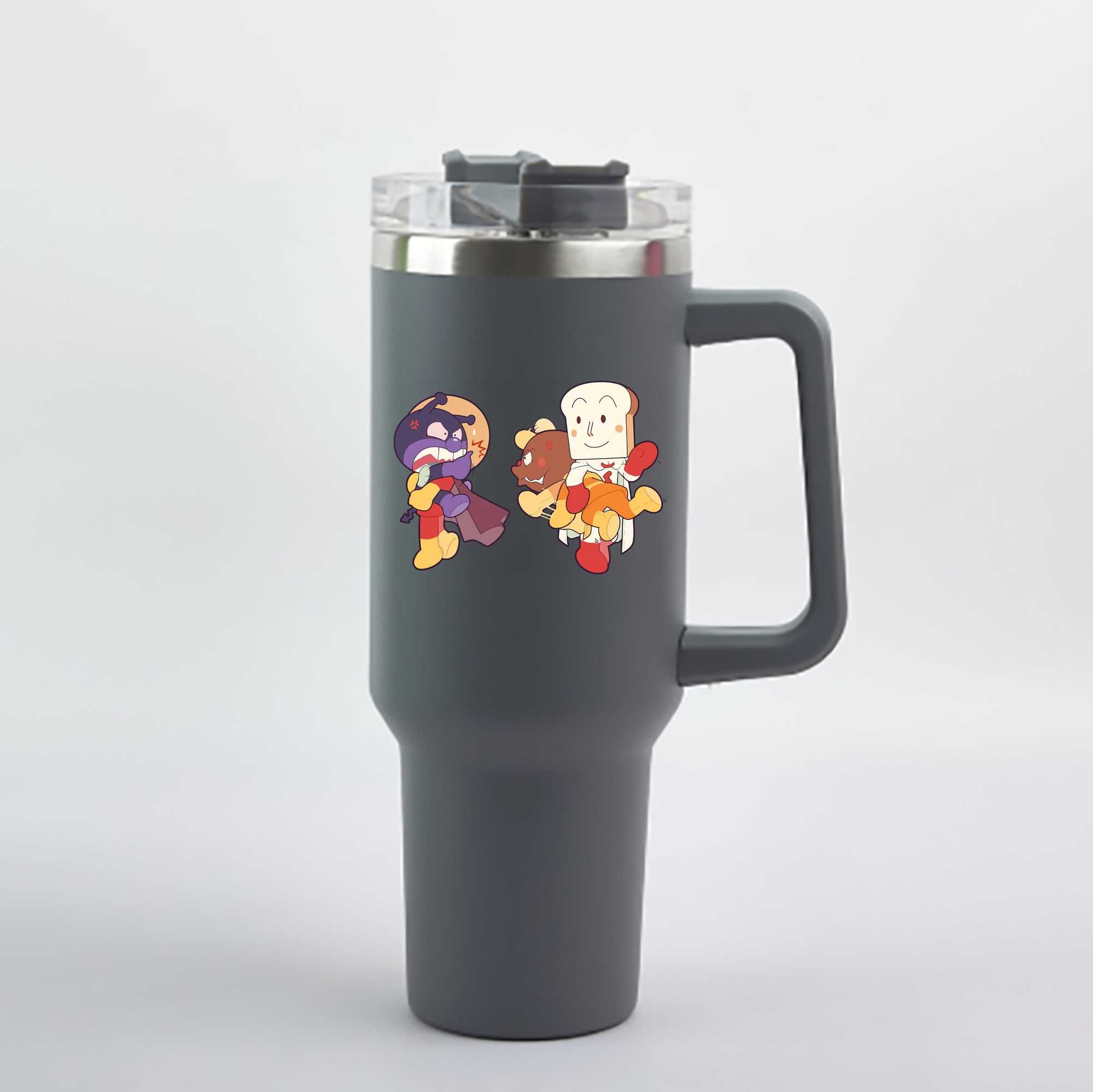 （画像用） アンパンマン Anpanman 1200mL車用タンブラー - クリスタルステッカー（プラスチックストロー付き）