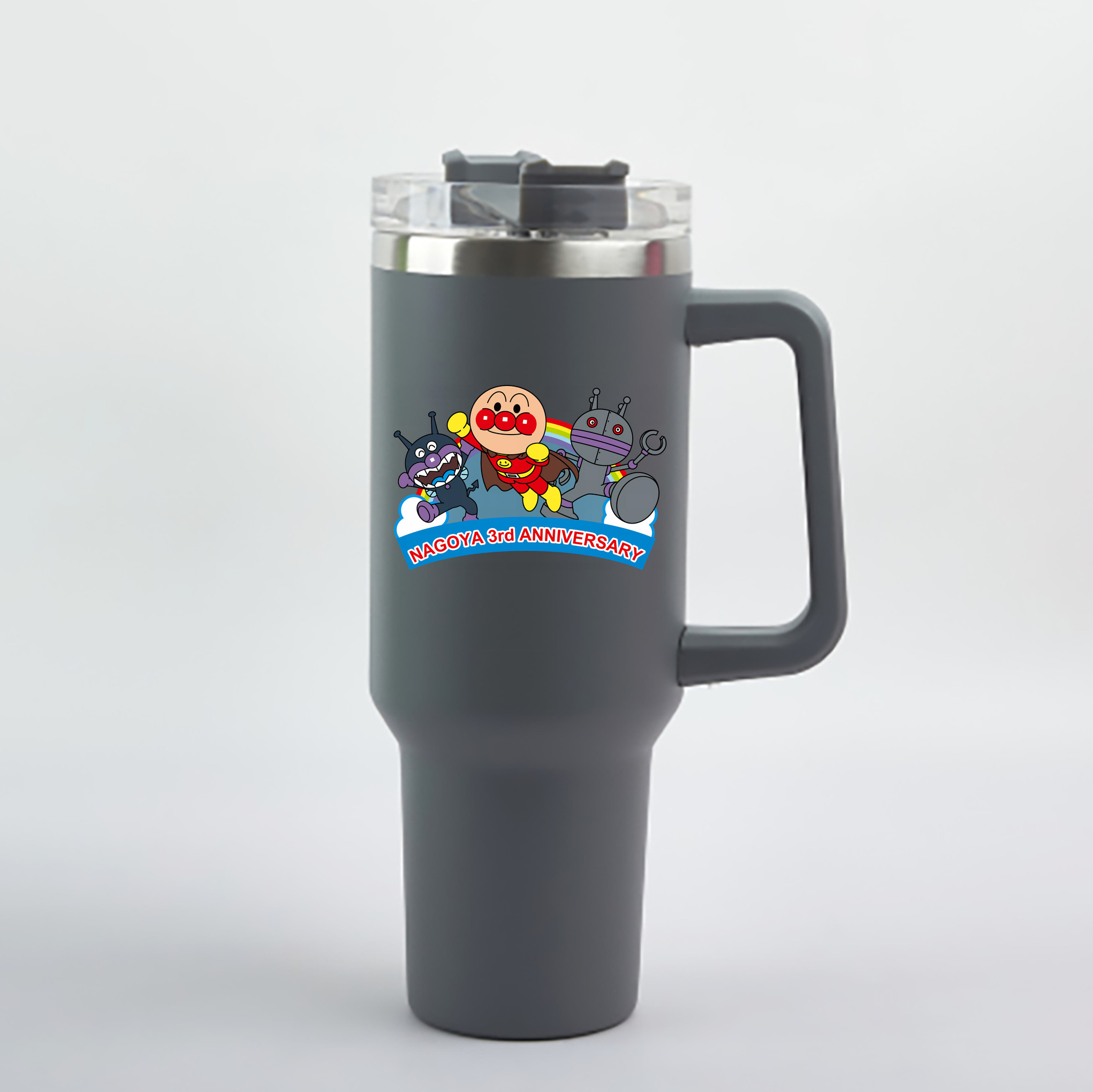 （画像用） アンパンマン Anpanman 1200mL車用タンブラー - クリスタルステッカー（プラスチックストロー付き）
